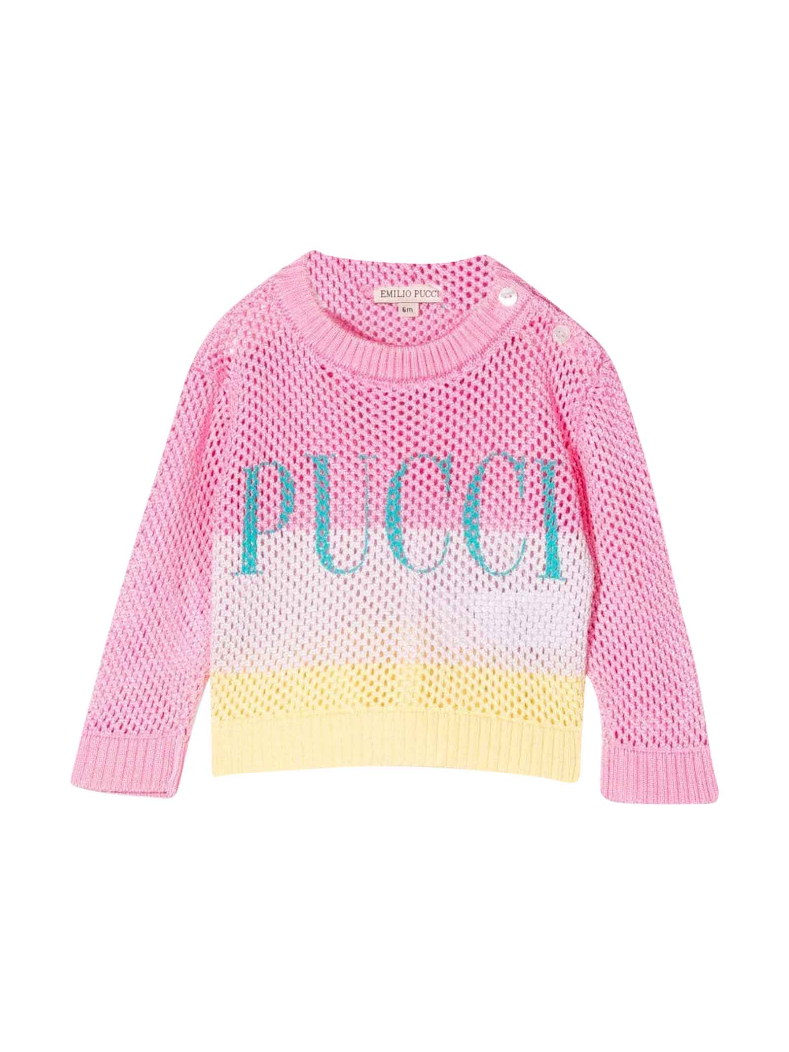 Emilio Pucci Baby Girl Pink Shirt With Multicolor Print