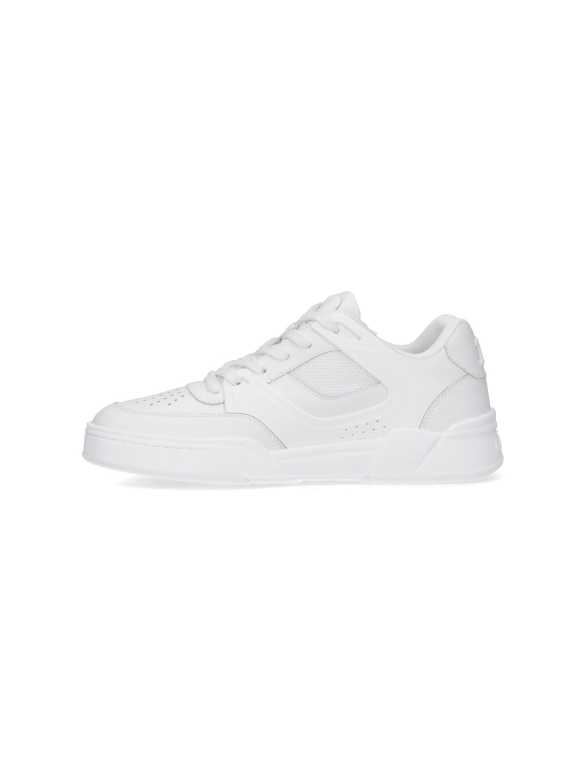 Celine Men Ct-09 Leather Sneakers With Mesh Inserts In White