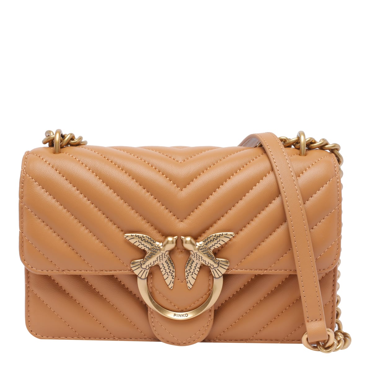 Shop Pinko Mini Crossbody Bag In Brown