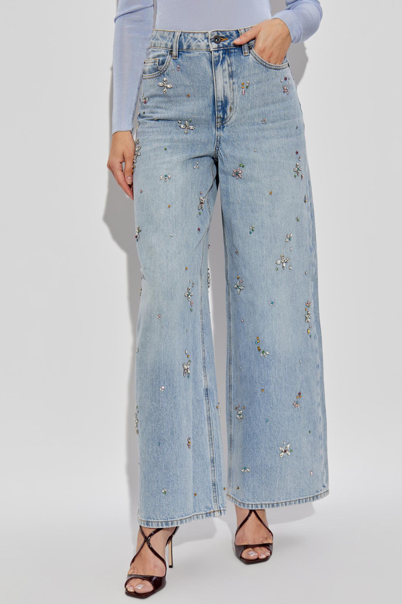 Self-portrait Embellished Belted Cardigan In Blue