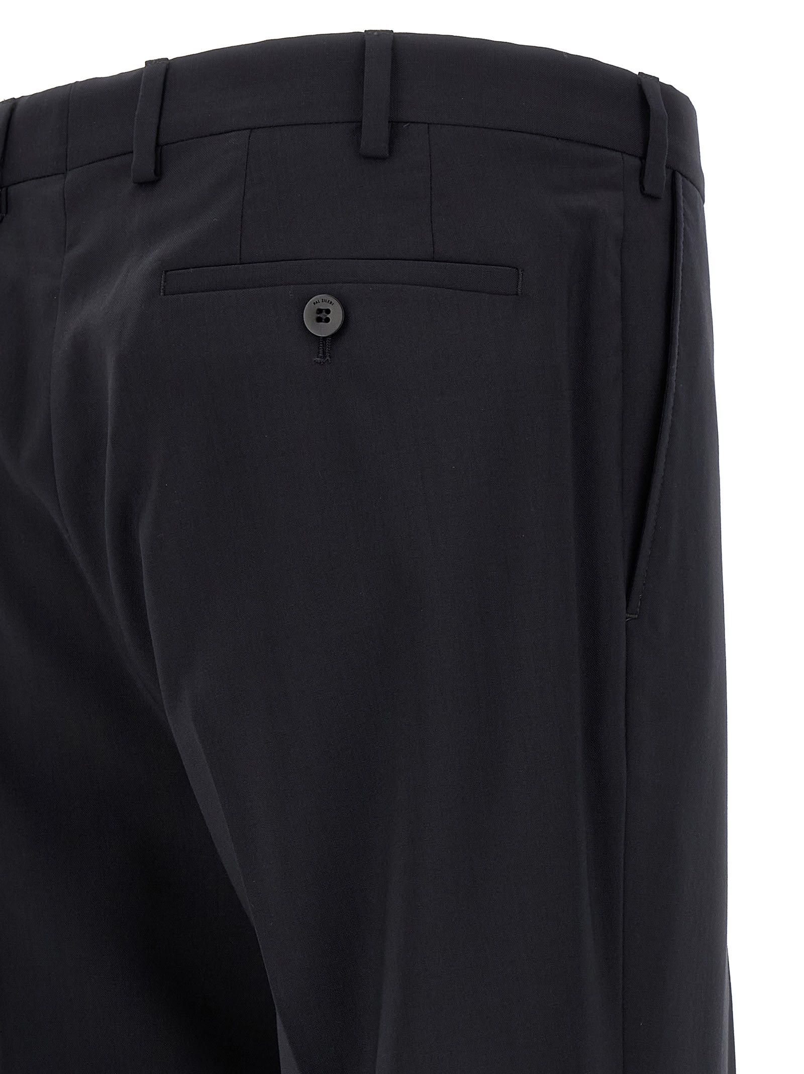 Pal Zileri Wool Trousers With Back Pockets And Belt Loops In Black