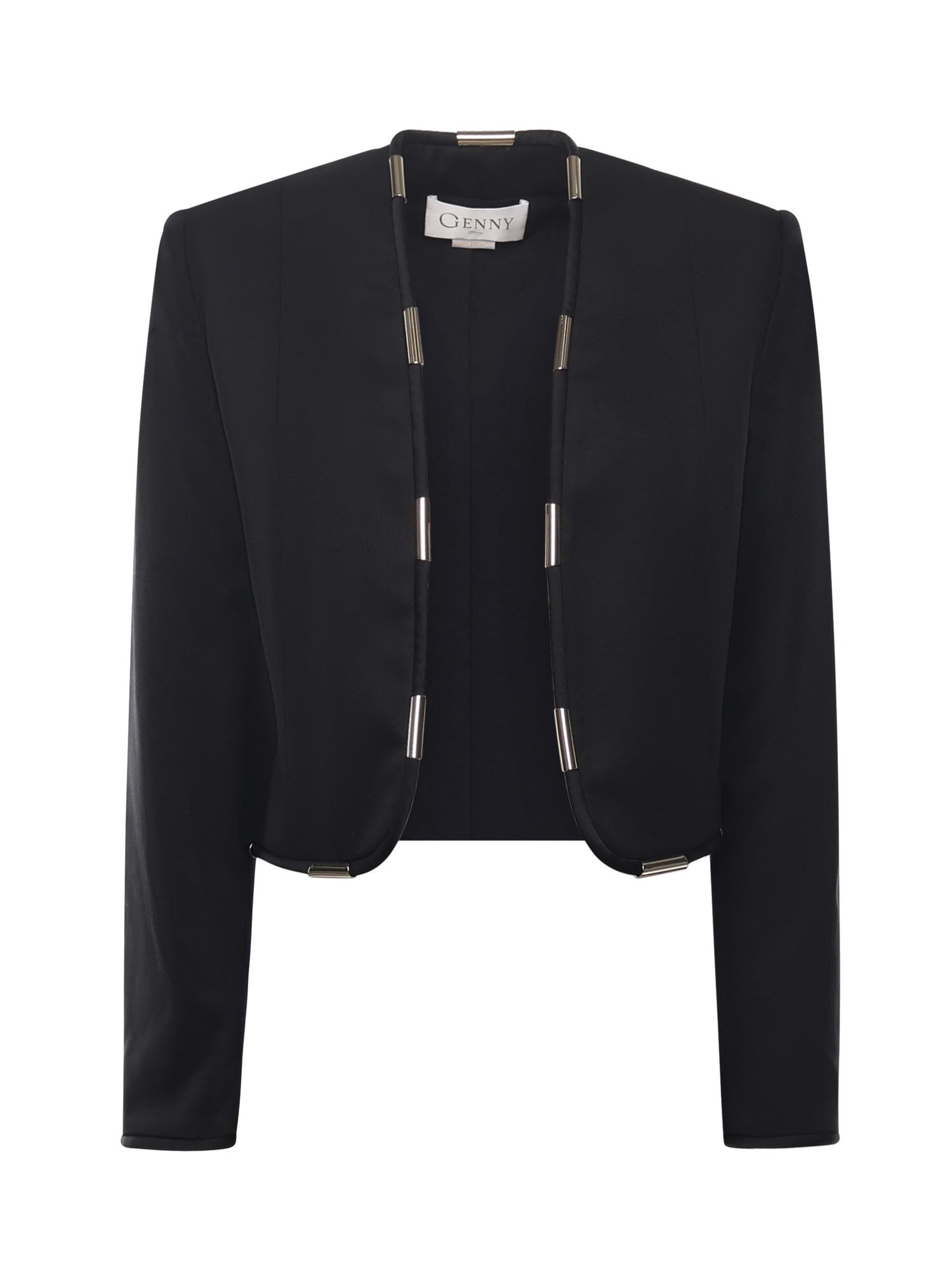 Genny Cropped Jacket With Metallic Details In Black