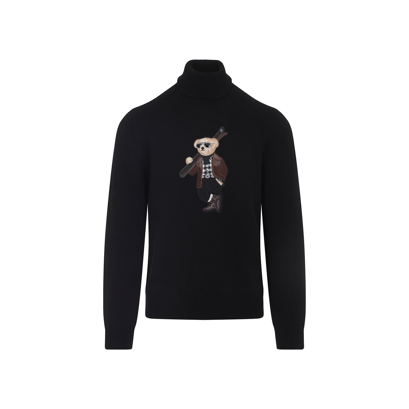 Ralph Lauren Long Sleeve Turtleneck Pullover Embroidered In Black
