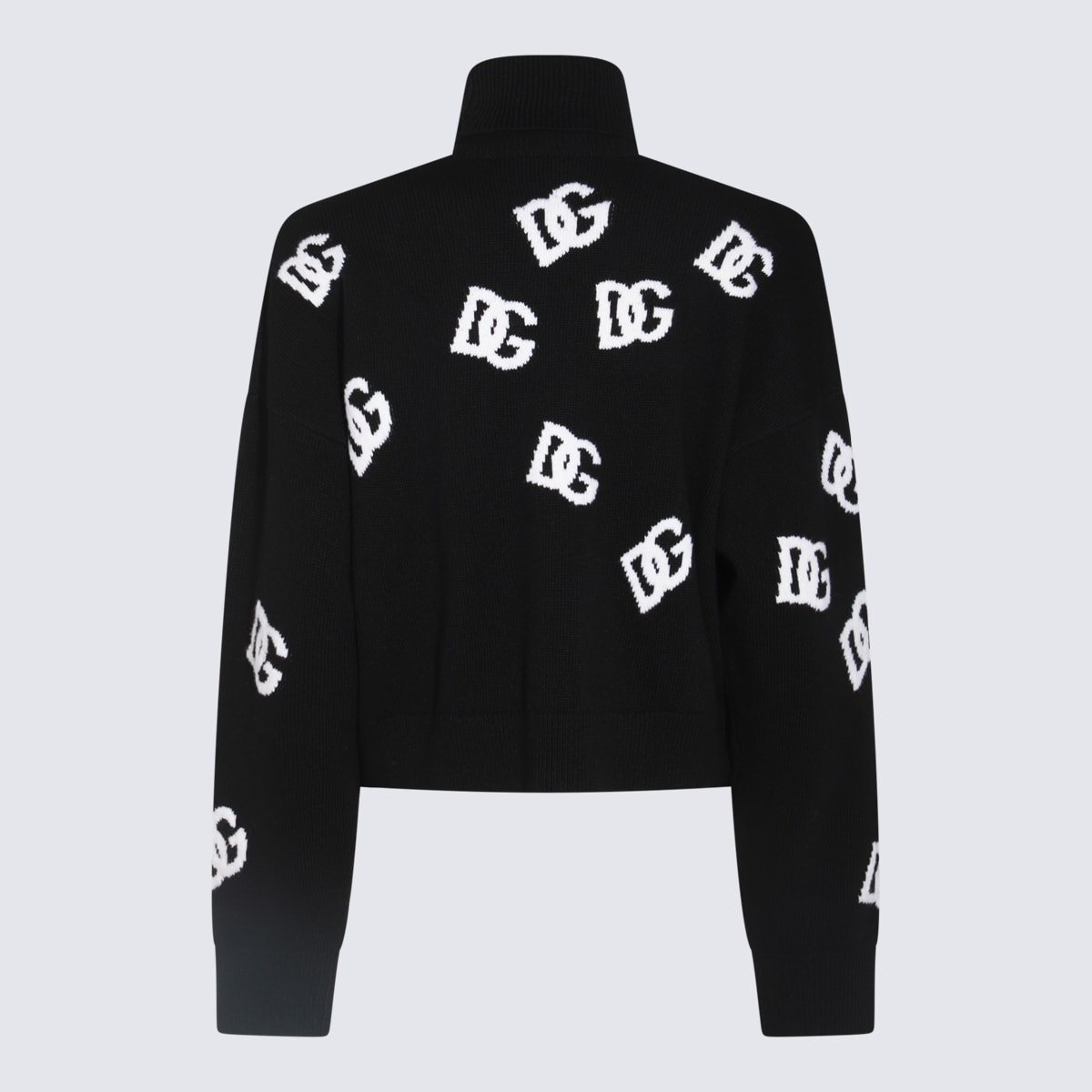 Shop Dolce & Gabbana Black And White Wool Knitwear