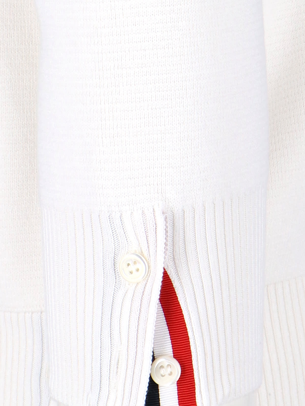 Shop Thom Browne Tricolor Detail Sweater In White