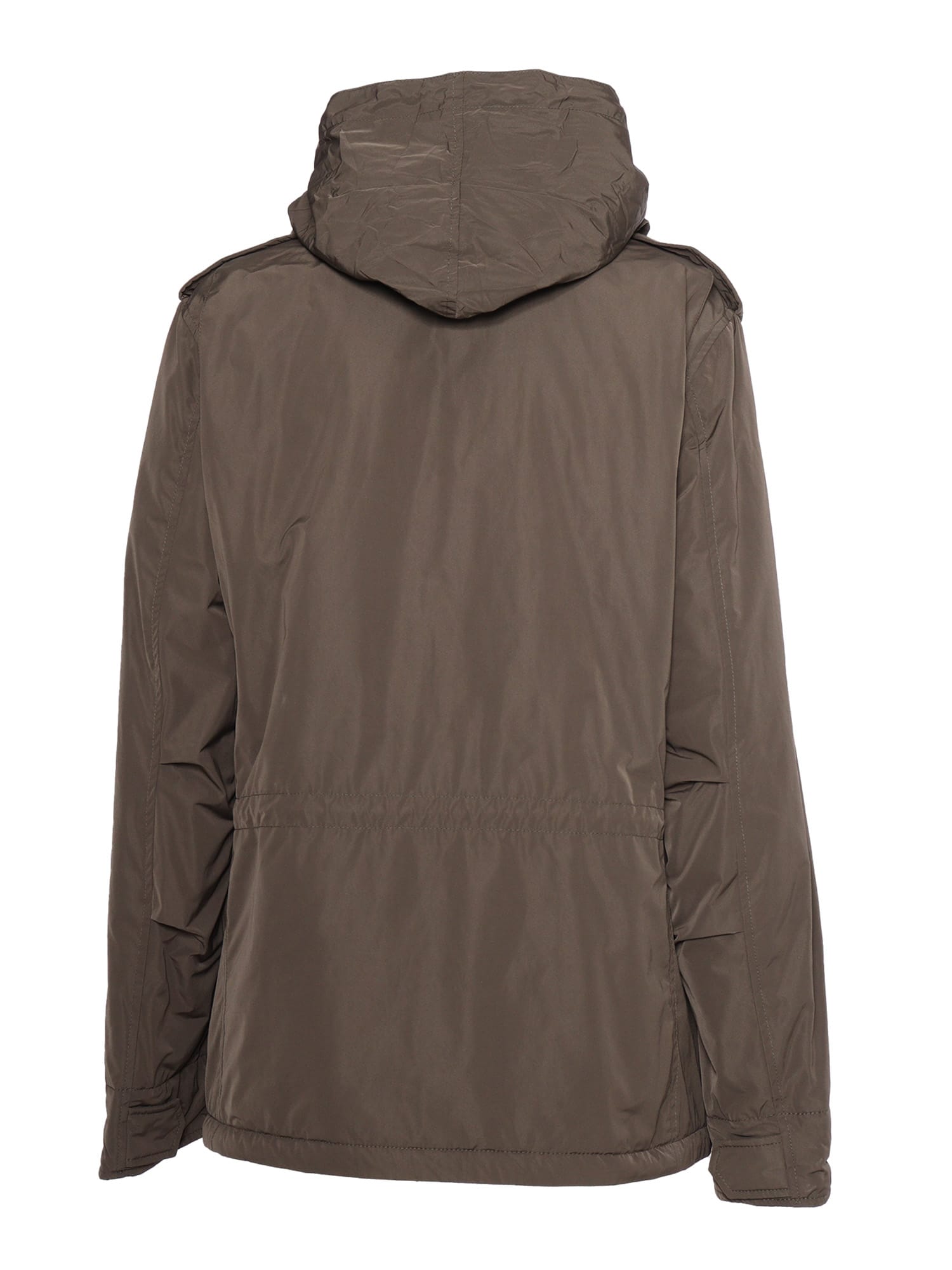 Aspesi Military-inspired Utility Jacket With Adjustable Hood In Brown