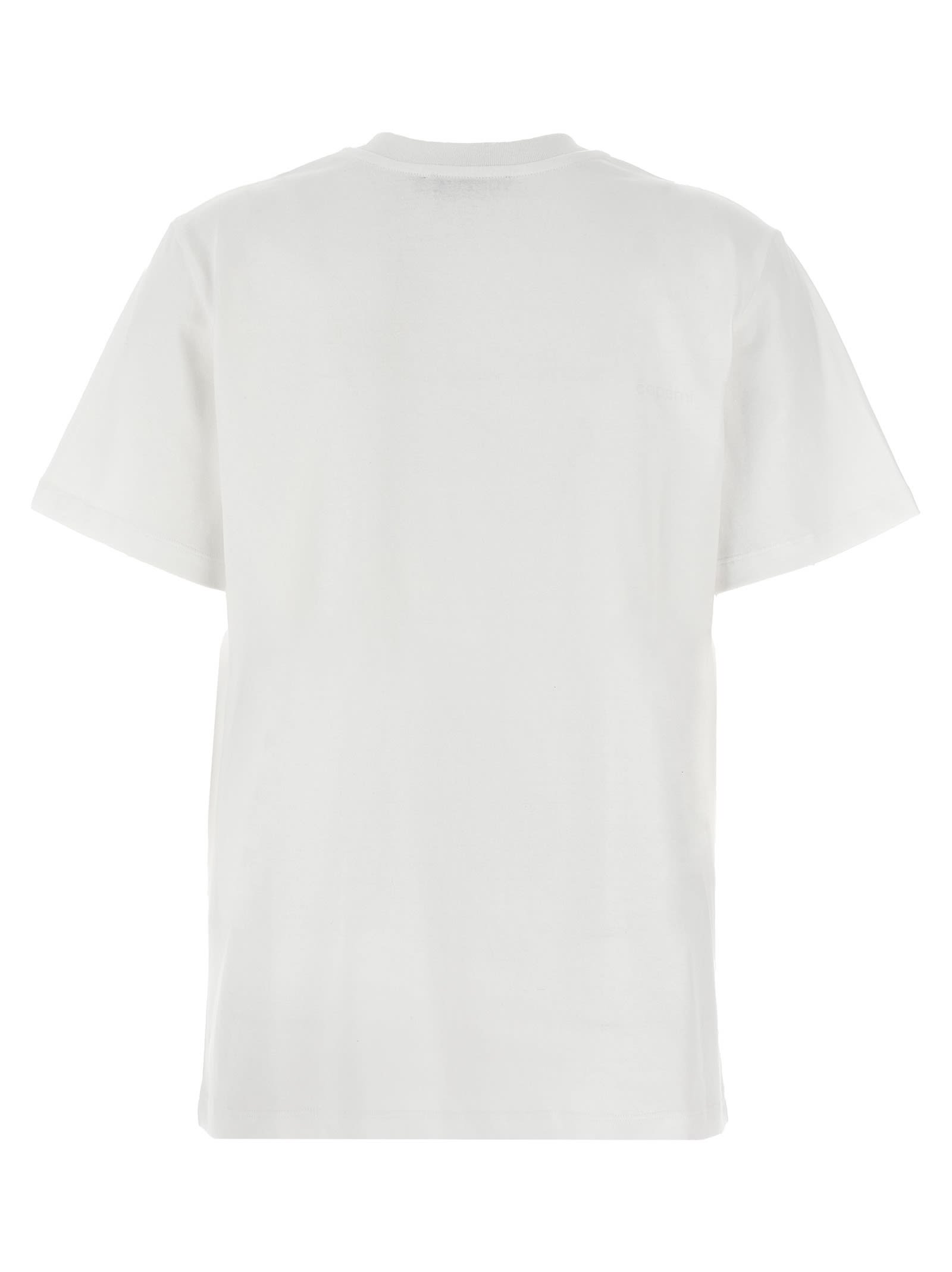 Coperni Crew Neck Ribbed Profiles Short Sleeves Cotton T-shirt In White/black