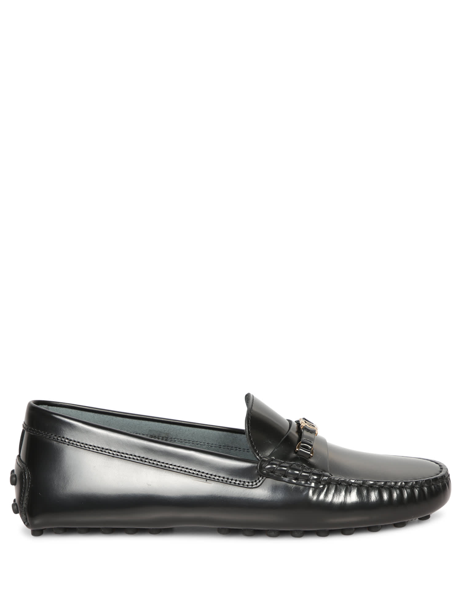 Shop Tod's Black Micro Chain Loafers