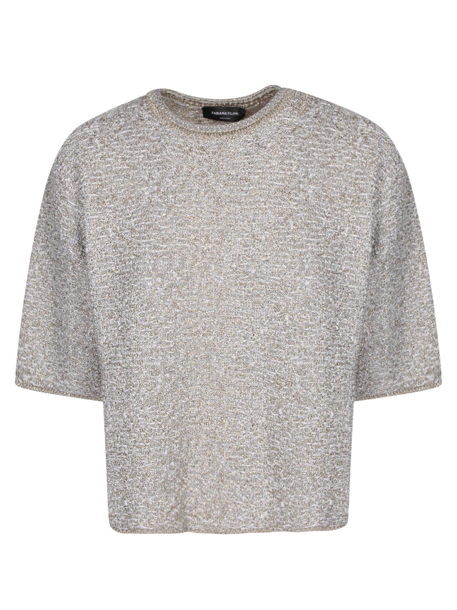 Gold7grey Tweed Effect Sweater