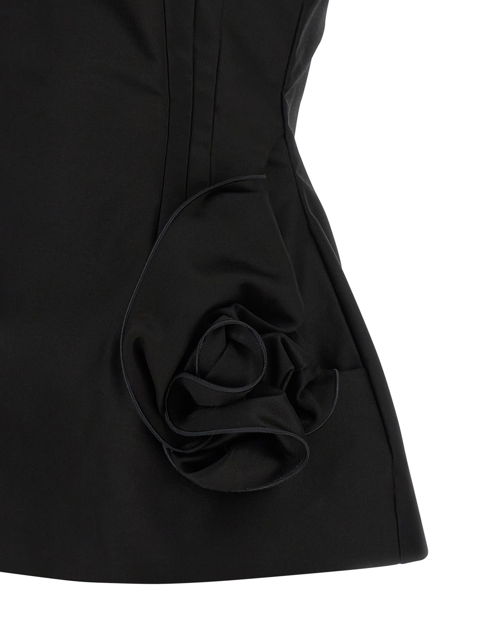 Magda Butrym Hourglass Black Top With 3d Floral Details In Black