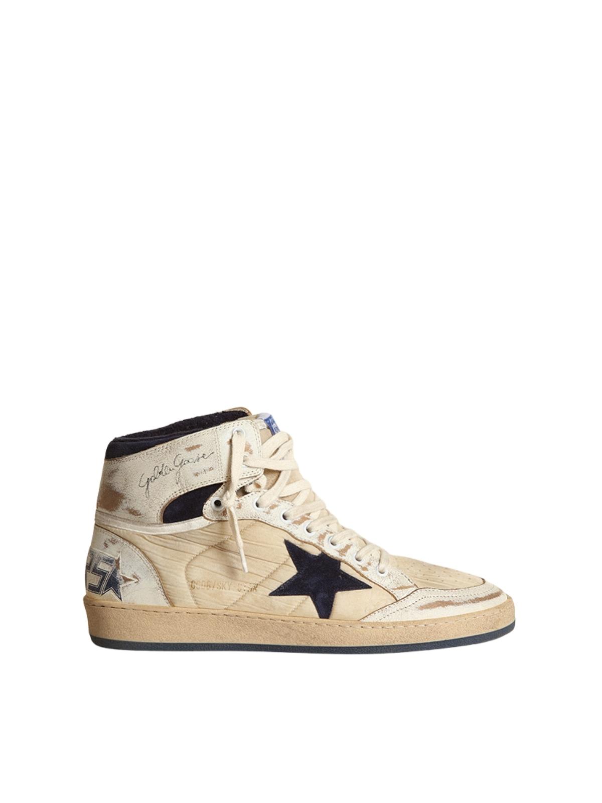 GOLDEN GOOSE SKY STAR SHINY LEATHER TOE AND SPUR NYLON UPPER SUEDE STAR