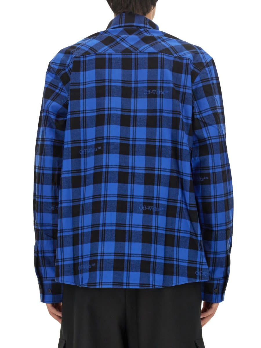 Off-white Check Print Shirt In Blue