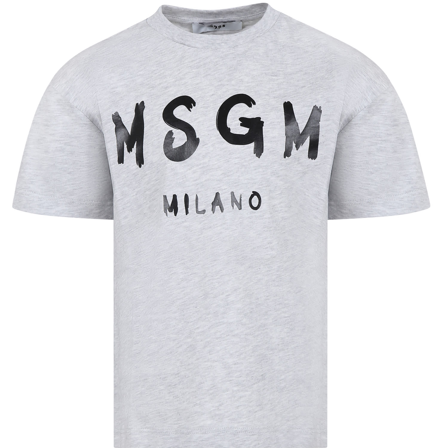 Msgm Grey T-shirt For Kids With Logo In Grigio Chiaro