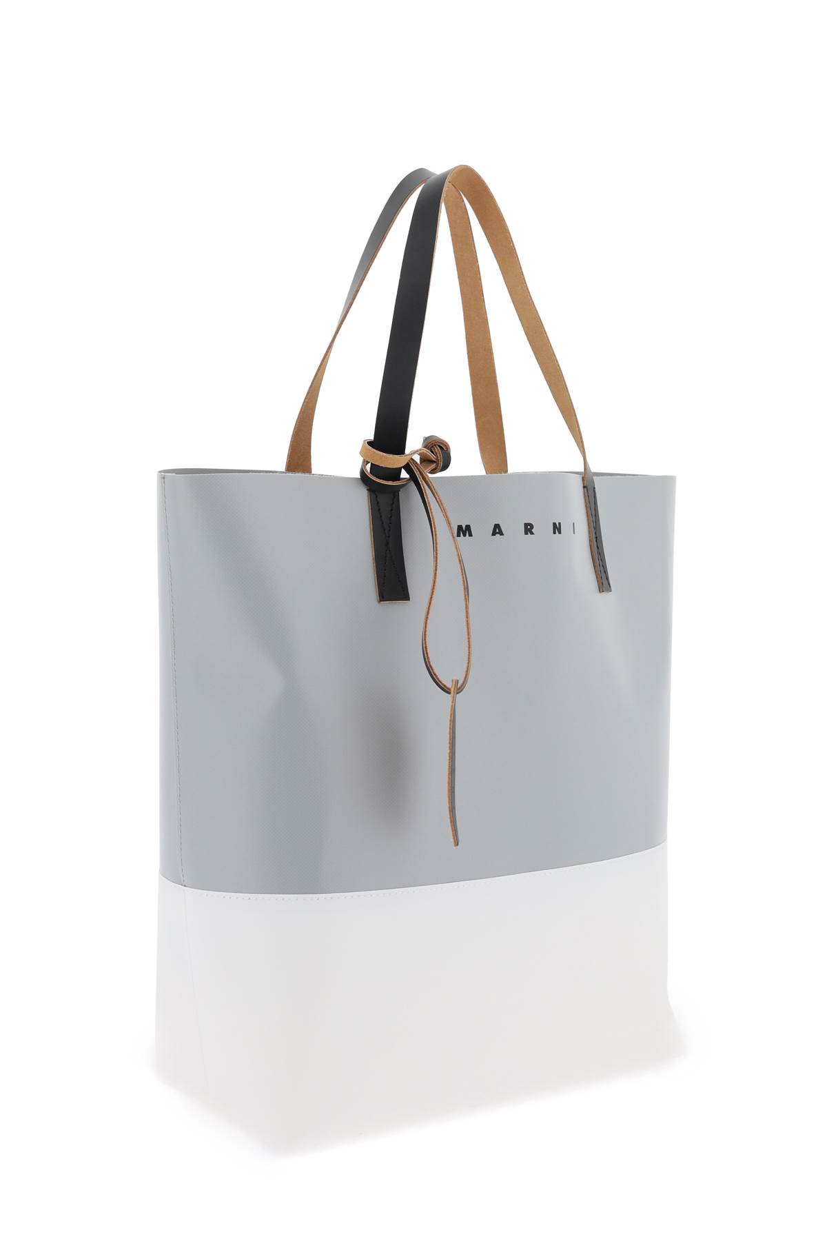 Shop Marni Pvc Tribeca Shopping Bag In Grigio/argento