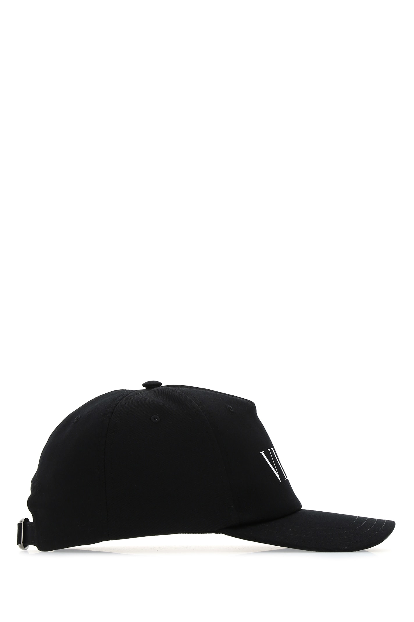 Shop Valentino Black Cotton Baseball Cap In 0ni