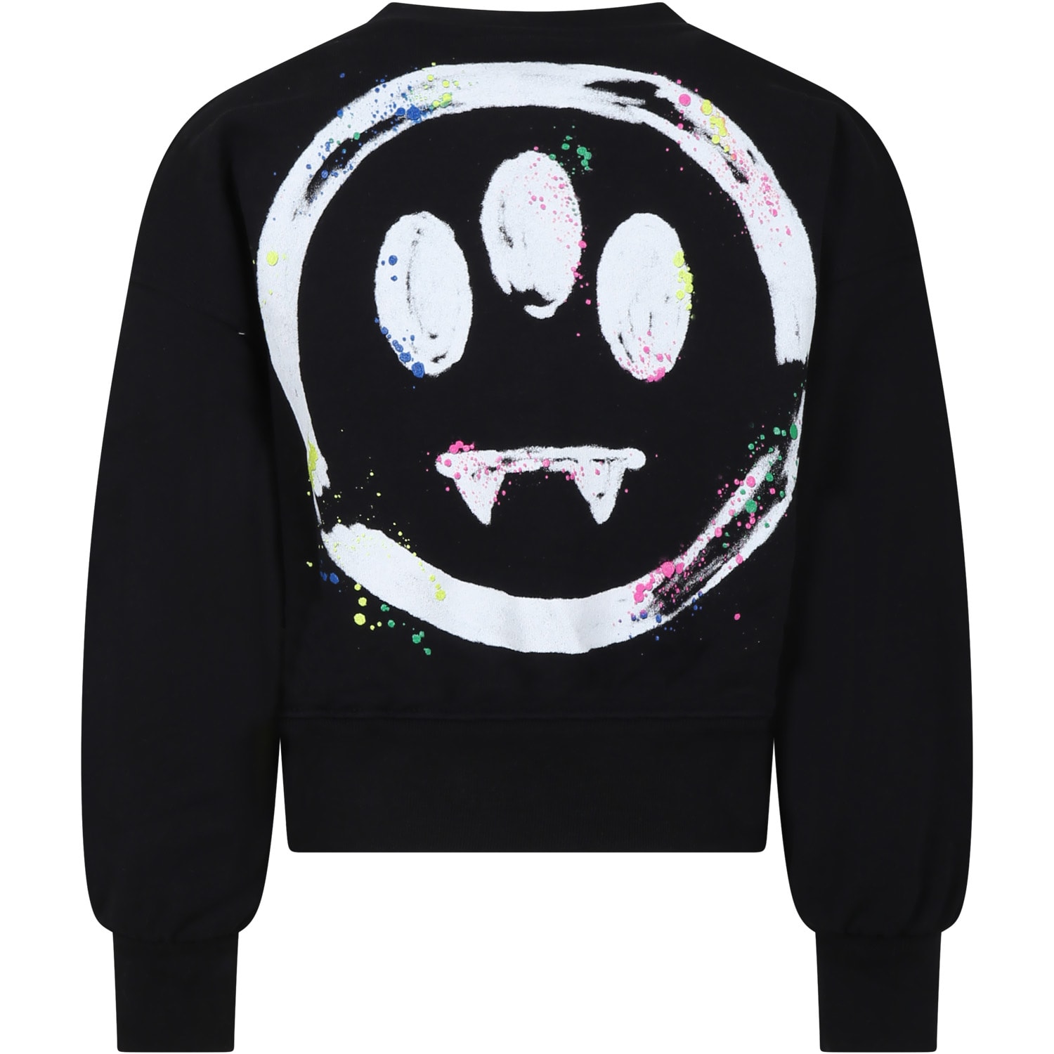 Barrow Kids' Black Sweatshirt For Girl With Smiley Face And Logo