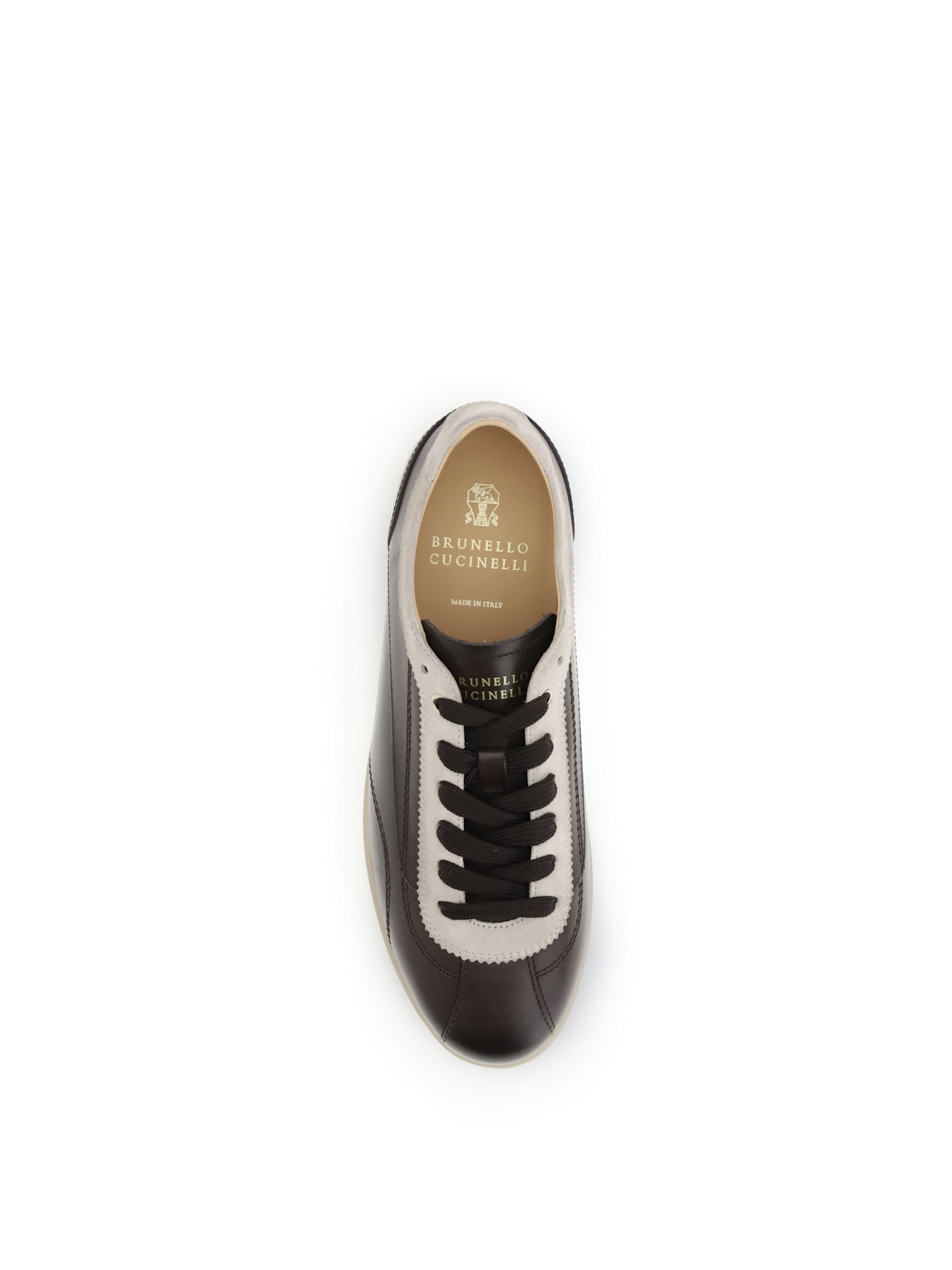 Brunello Cucinelli Men Calfskin And Suede Sneakers In Brown