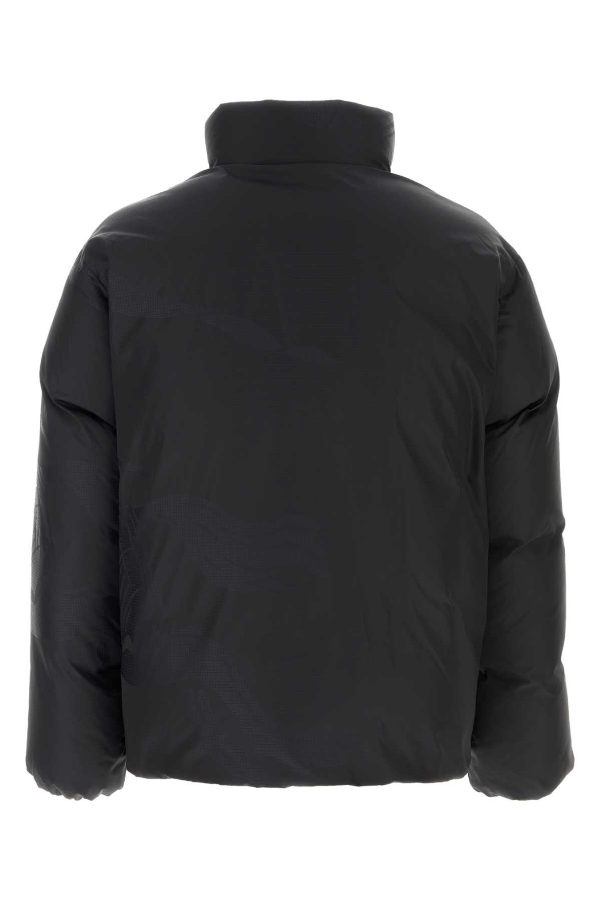 Shop Burberry Black Nylon Down Jacket In Charcoalipptn