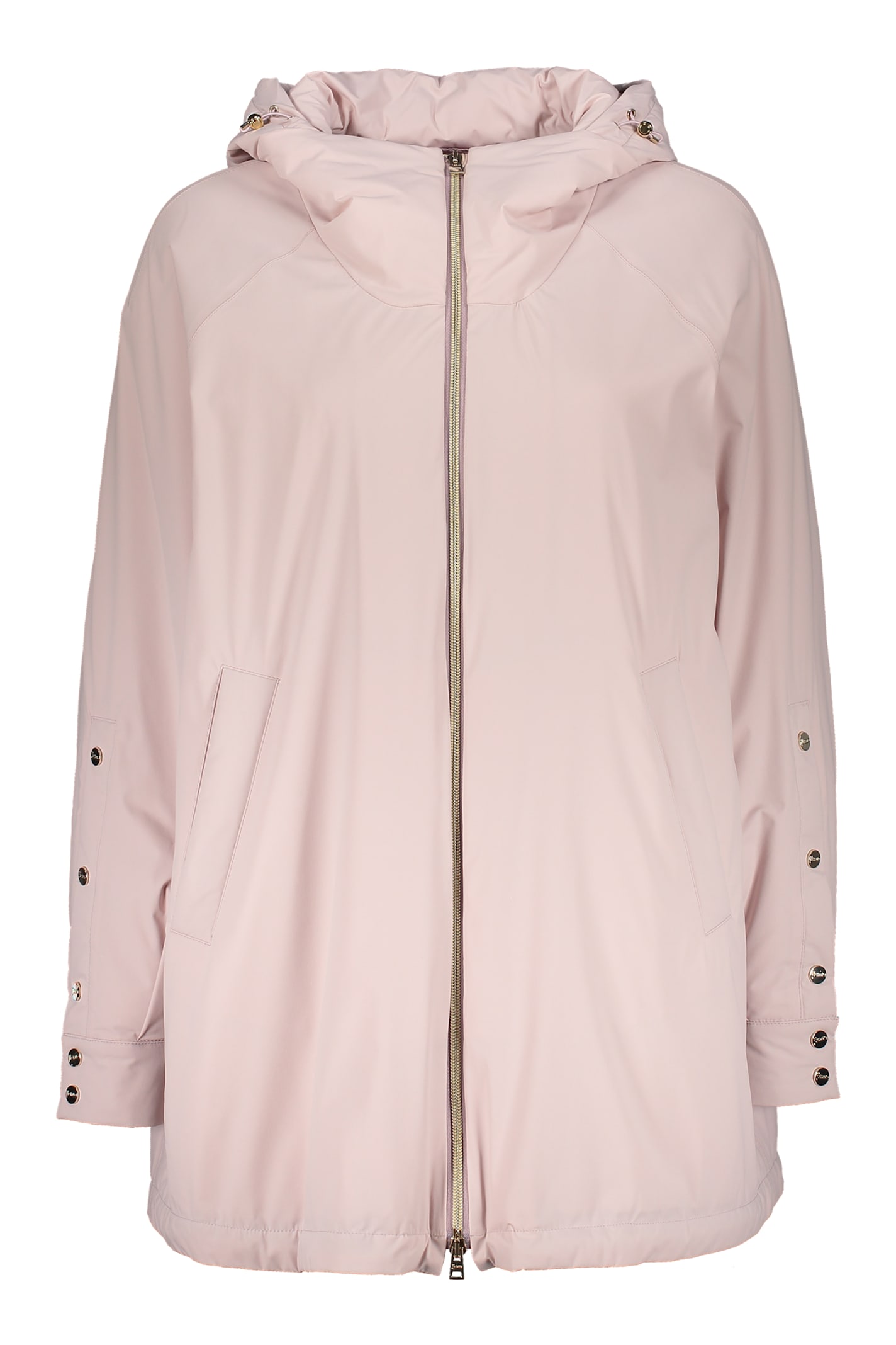 Herno Light Pink Lightweight Jacket With Hood And Zip In Pink