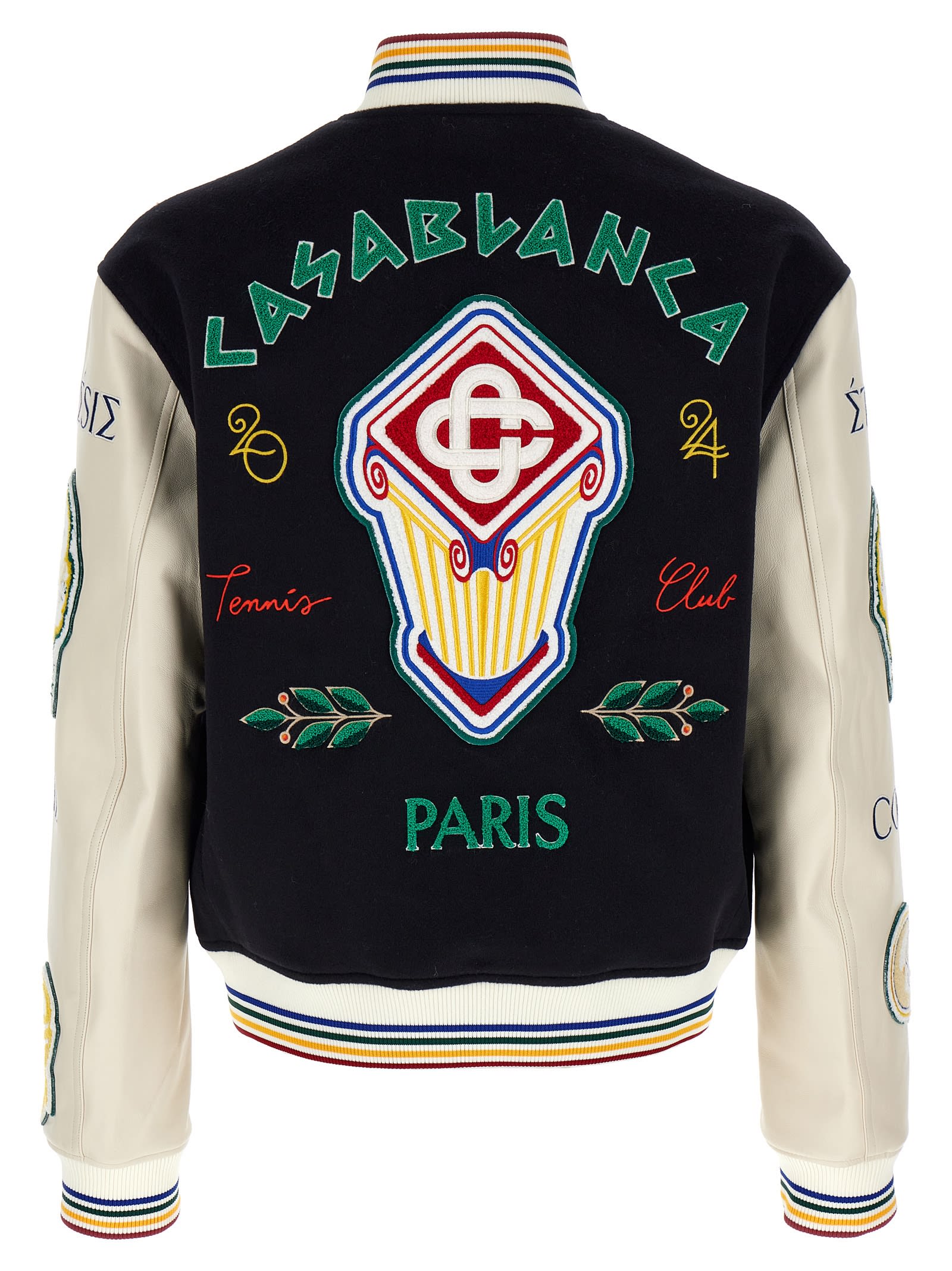 CASABLANCA CHENILLE EMBROIDERED PATCHWORK BOMBER JACKET 