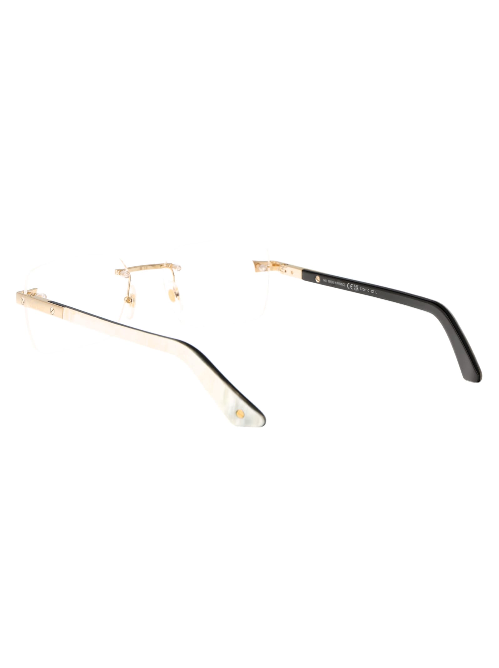 Shop Cartier Ct0411o Glasses In 003 Gold White Transparent