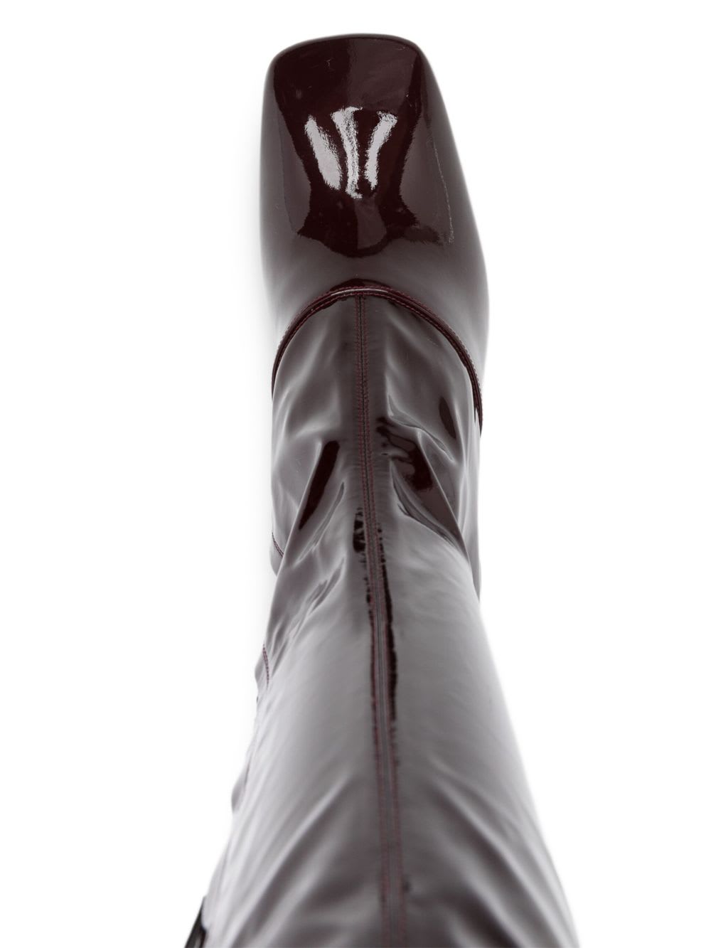 Chloé Janis High Heels Boots In Black Patent Leather In Burgundy