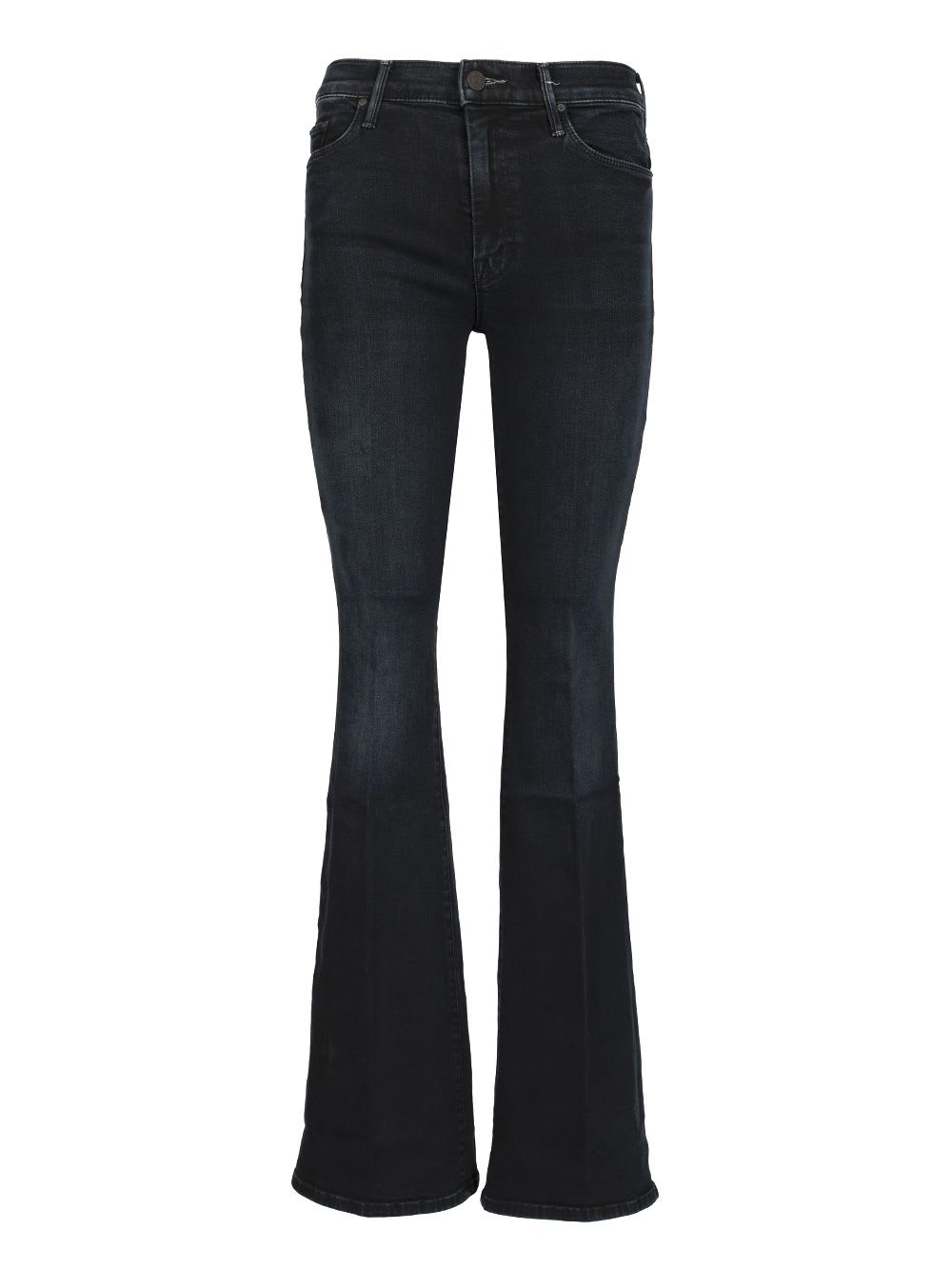 Mother Cropped Flared Denim Jeans In Blue