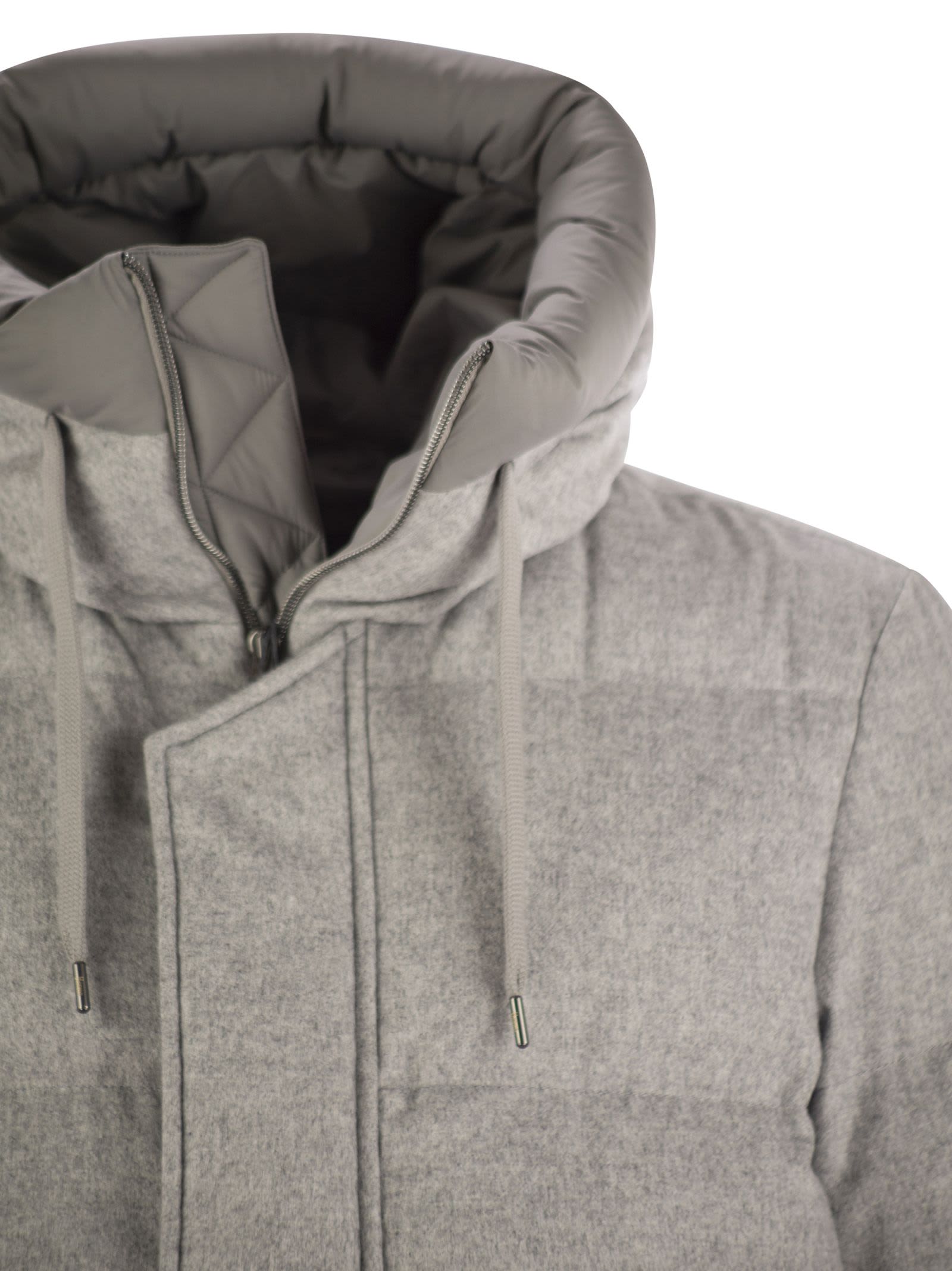 Herno Bomber Jacket In Cashmere, Silk And Ecoage In Grey