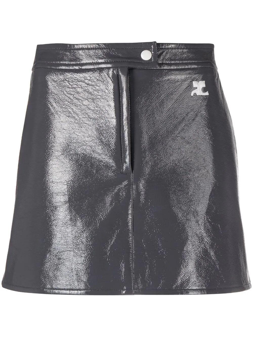 Shop Courrèges Vinyle Reedition Skirt In Steel Grey