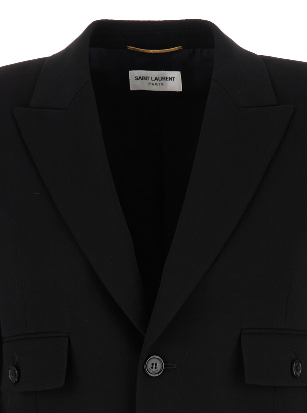 Shop Saint Laurent Black Crèpe Single-breasted Blazer In Viscose Woman