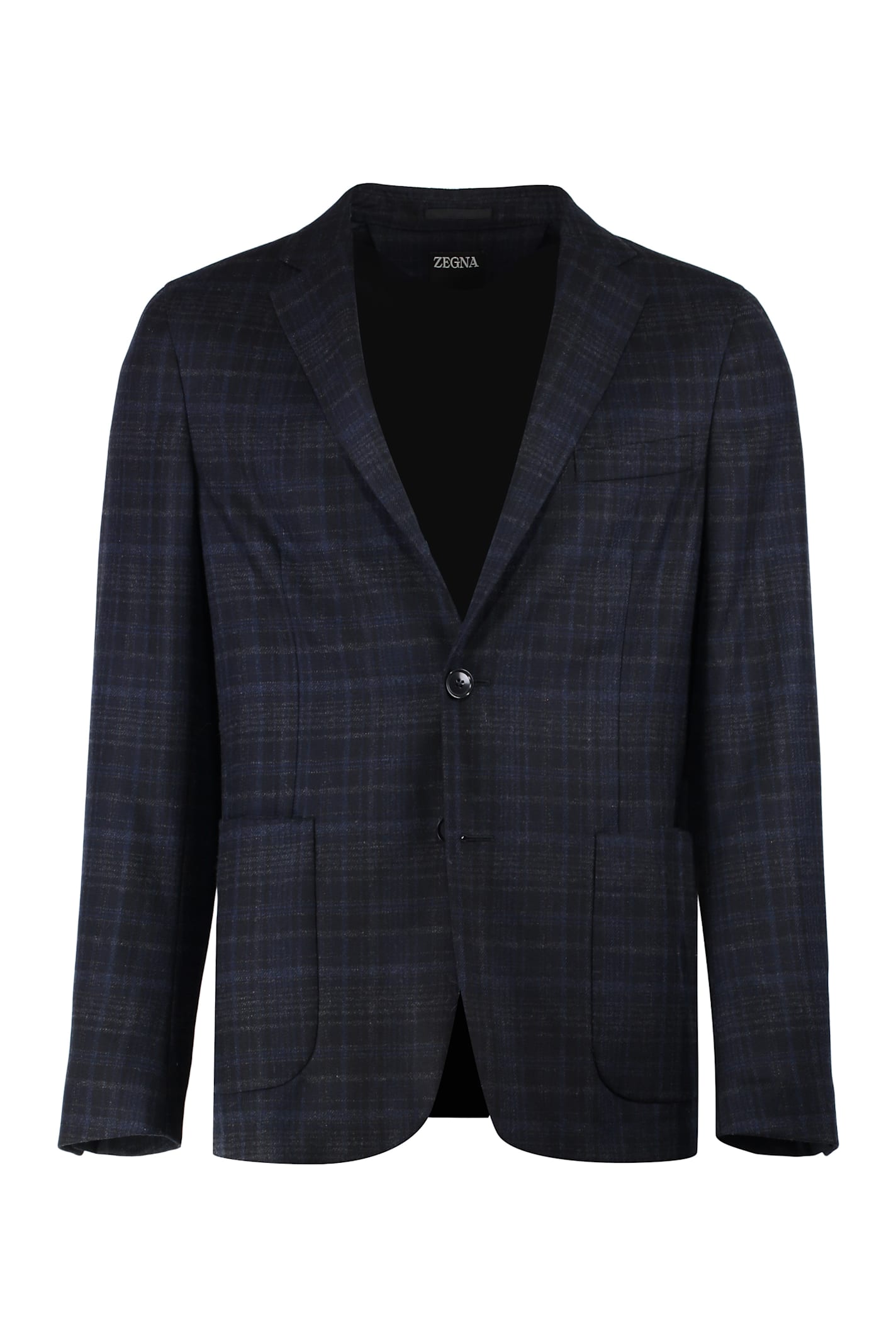 Zegna Single Breasted Double Button Jacket In Blue