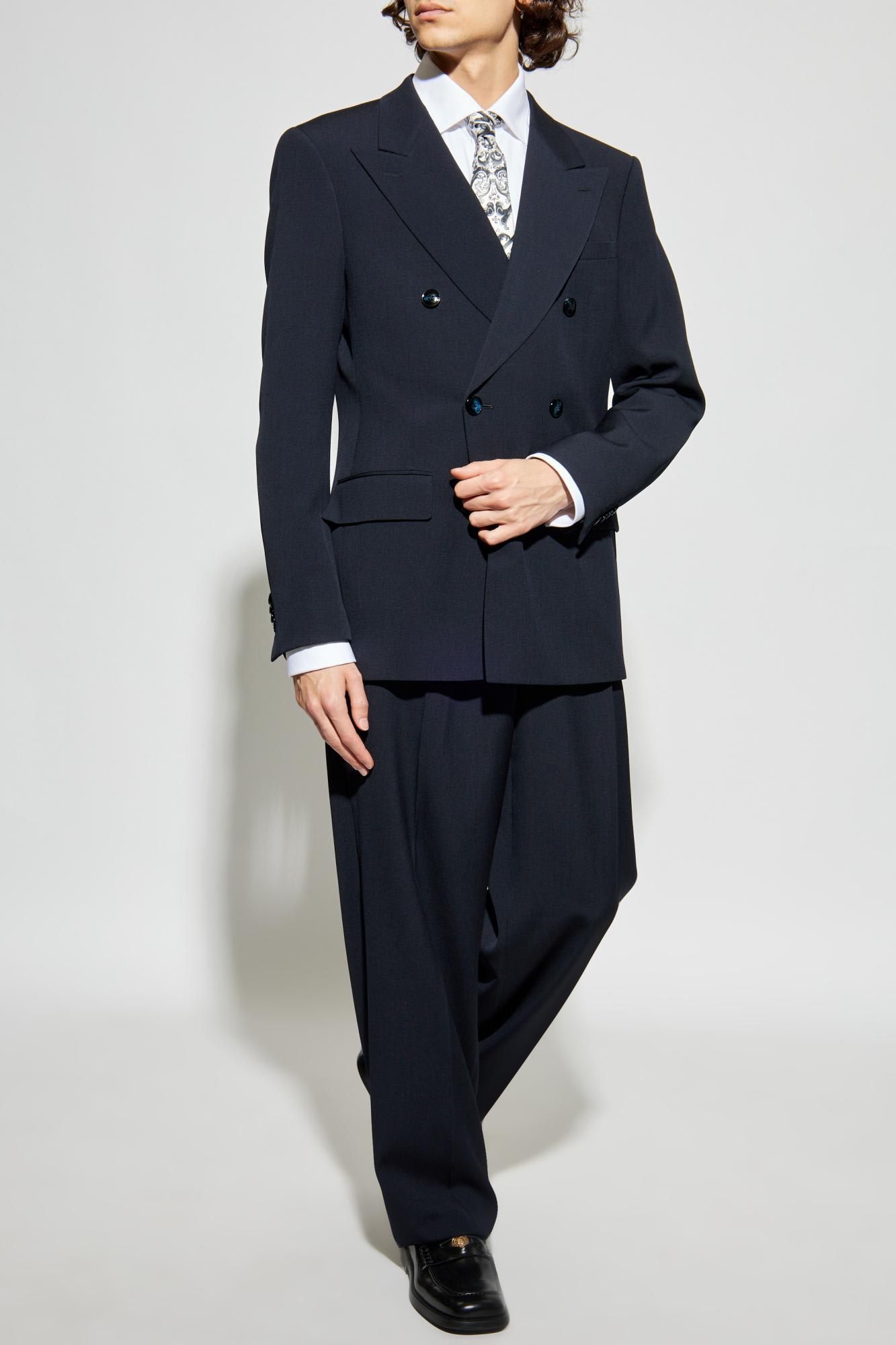 Giorgio Armani Pinstripe Suit In Blue