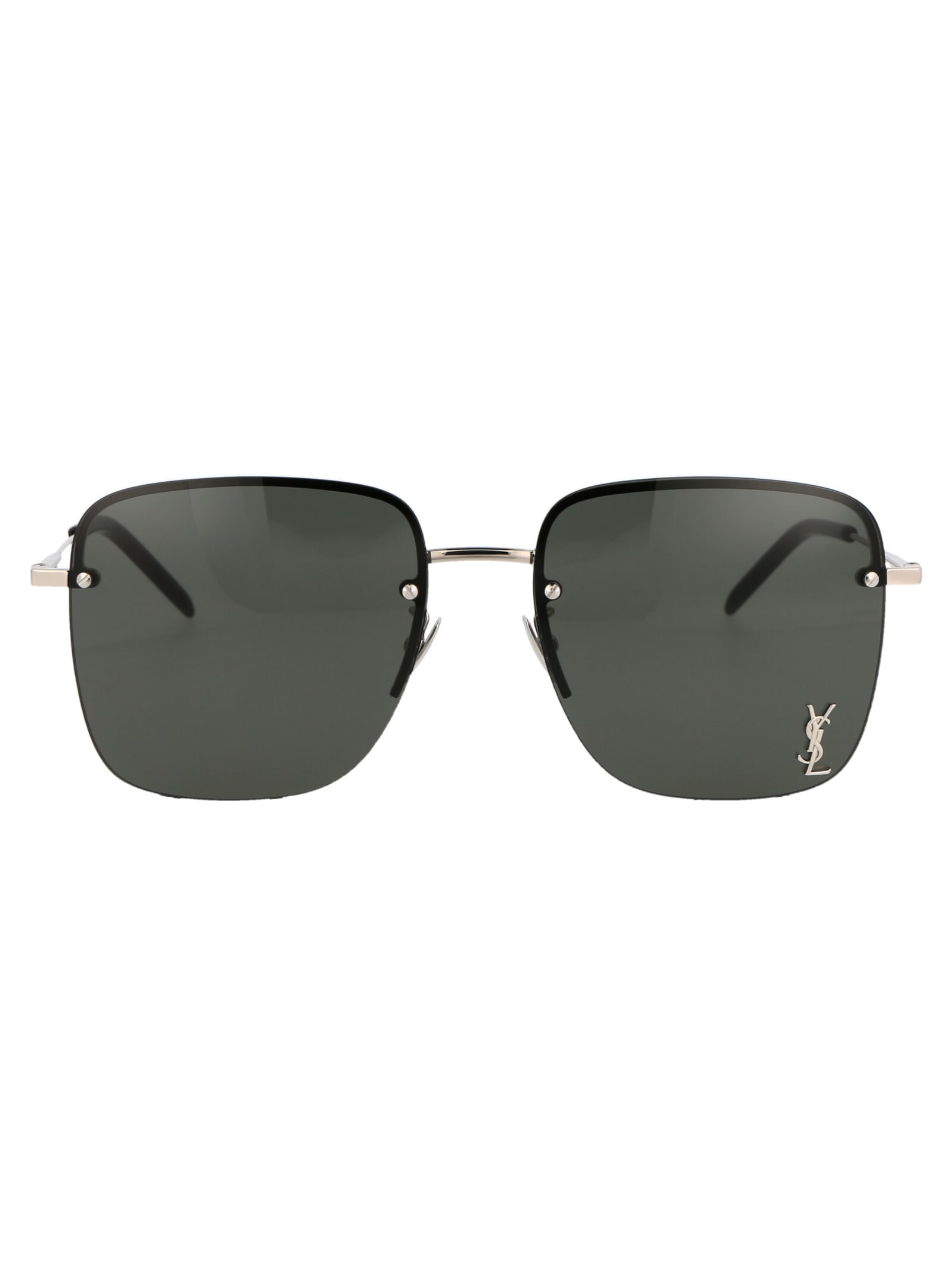 Saint Laurent Sunglasses In 010 Silver Silver Grey