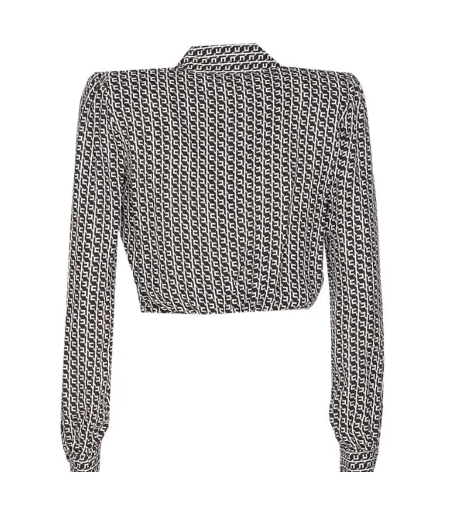 Elisabetta Franchi Cropped Wrap Front Shirt With Neckline Detail In Black