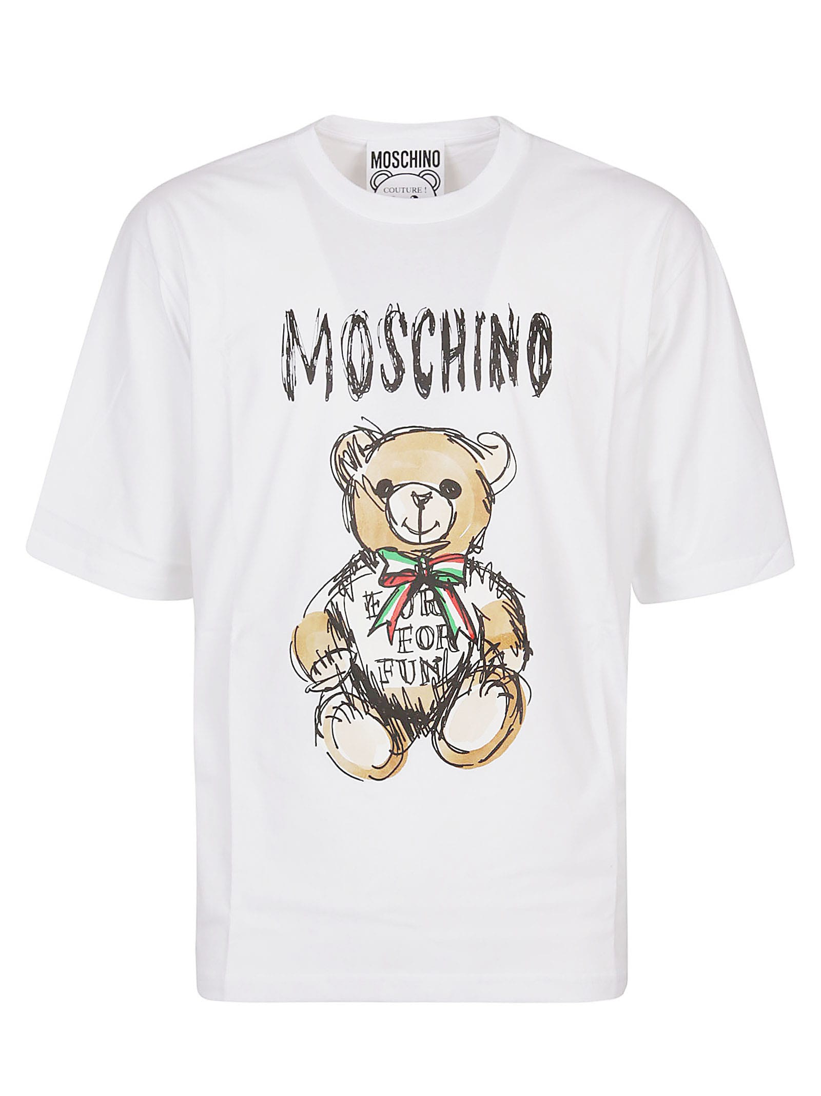 Shop Moschino Drawn Teddy Bear T-shirt In Bianco Fantasia