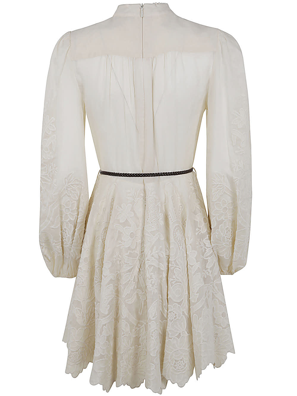 Shop Zimmermann Ottie Embroidered Mini Dress In Crm Cream