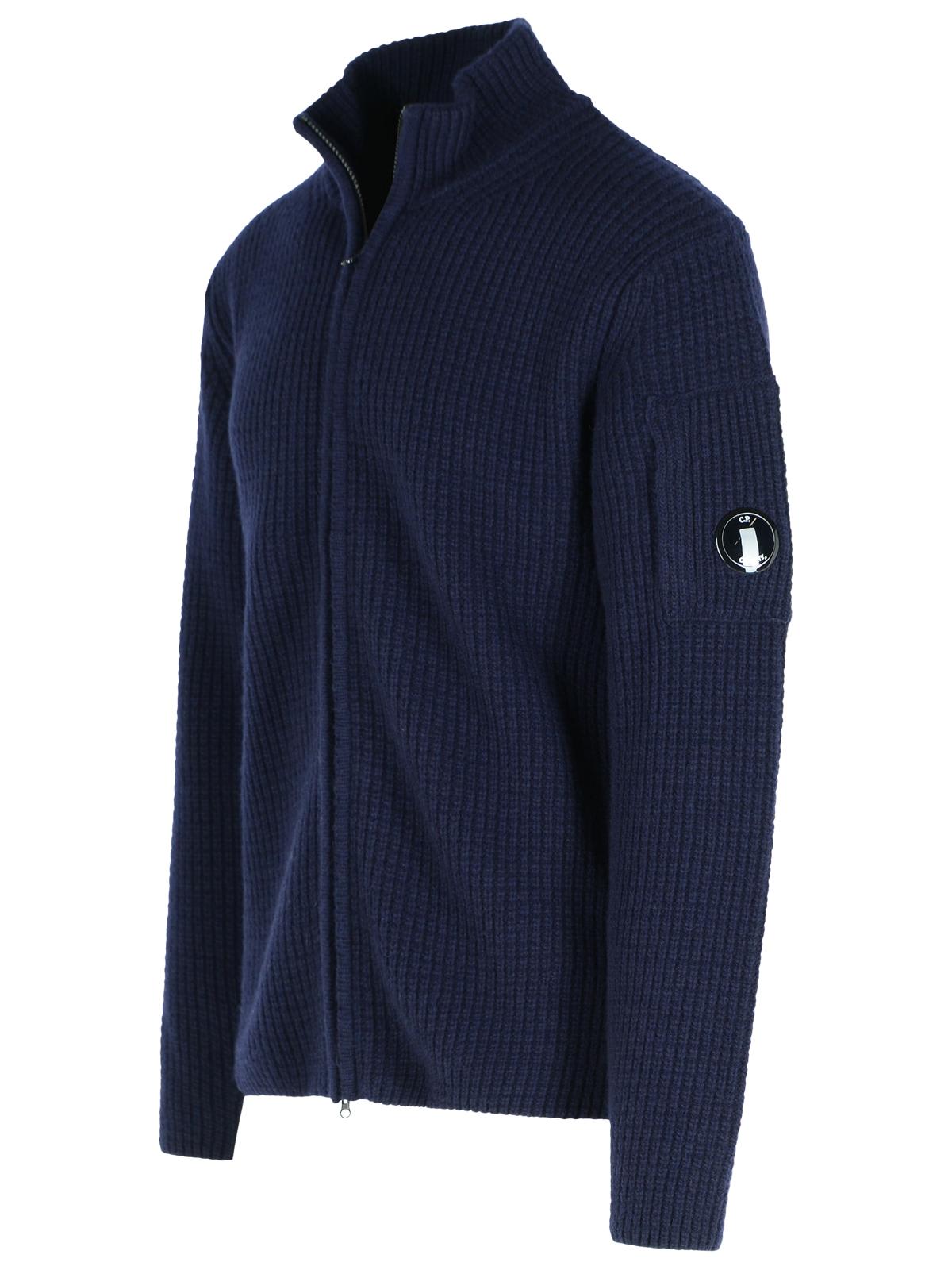 C.p. Company Wool Blend Sweater Arm Patch In Blue