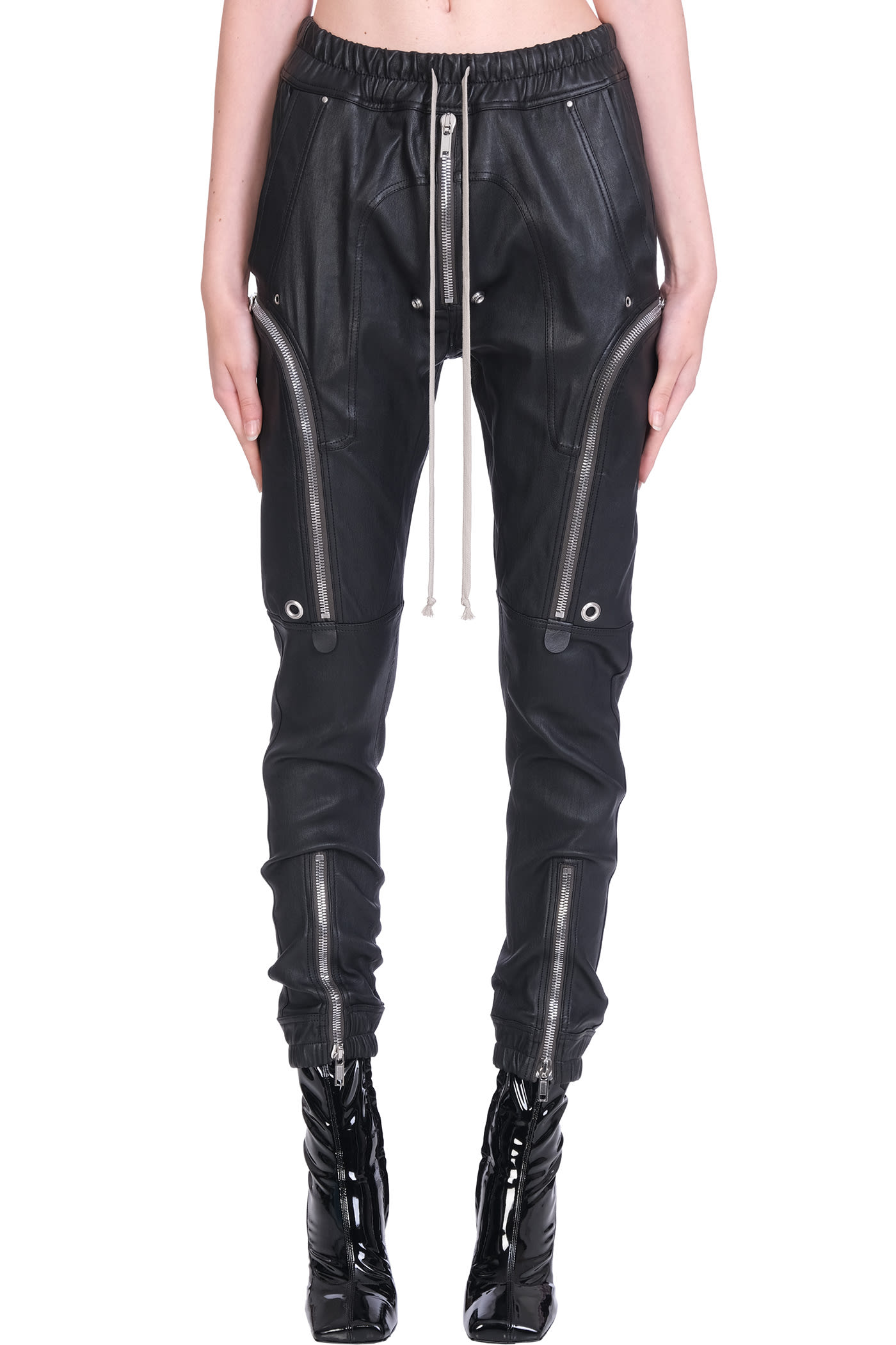 Rick Owens Bauhaus Cargo Pants In Black Leather