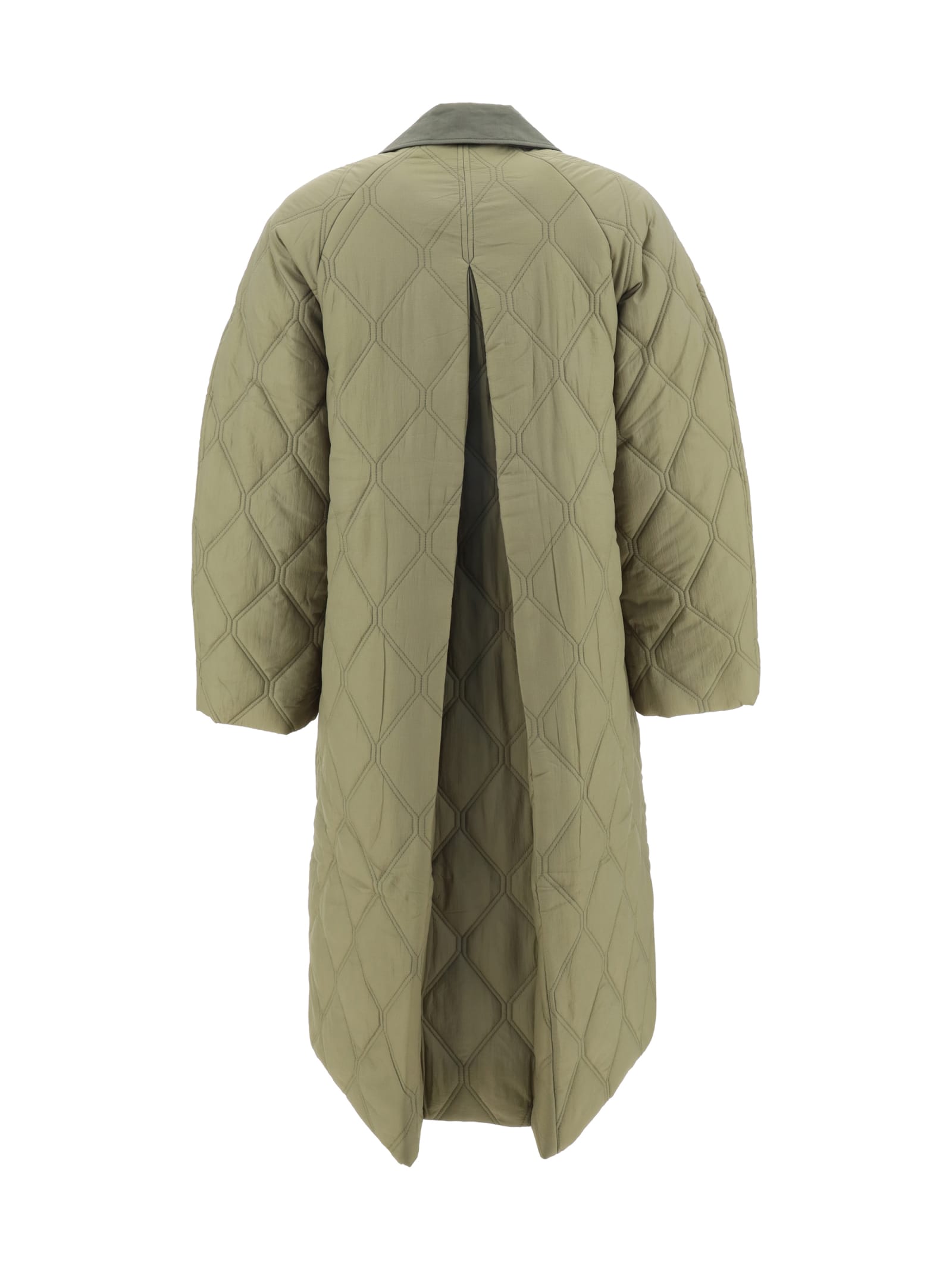 Shop Ganni Coat In Green