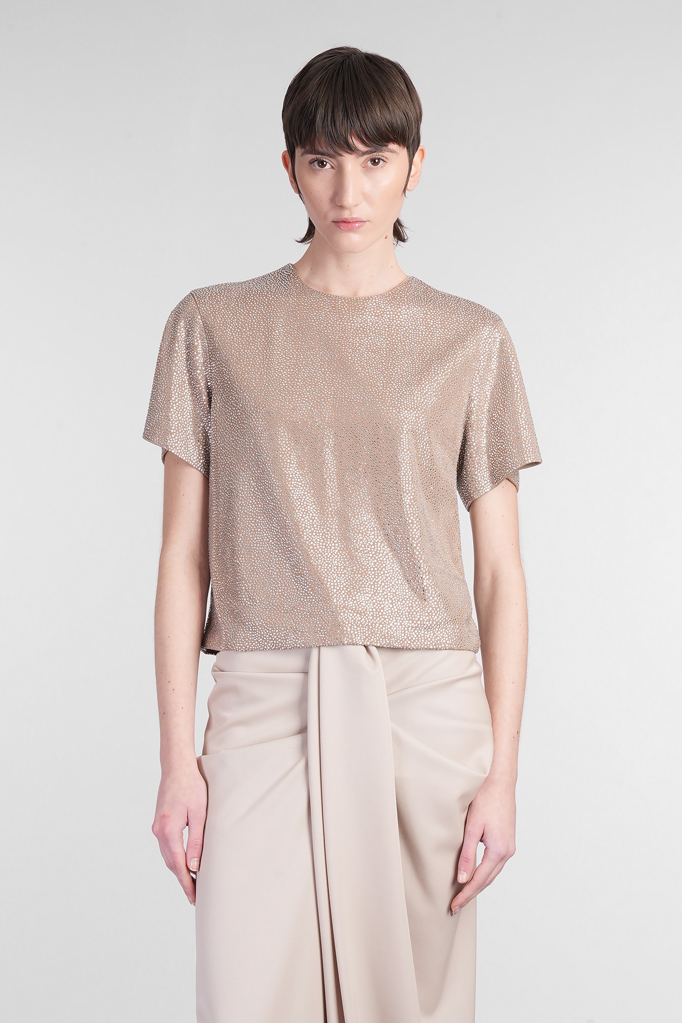 T-shirt In Beige Viscose