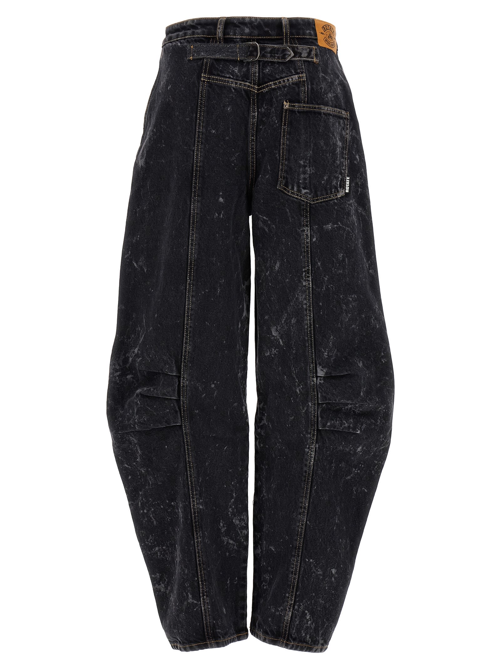 Shop Rotate Birger Christensen Washed Twill Wide Jeans In Nero