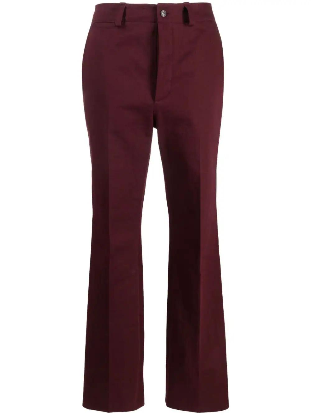 Shop Saint Laurent Straight-leg Cotton Trousers