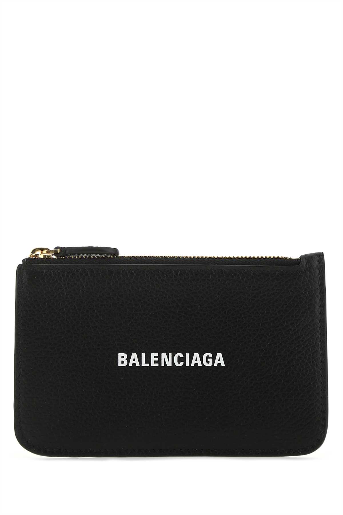 Shop Balenciaga Black Leather Card Holder In 1090