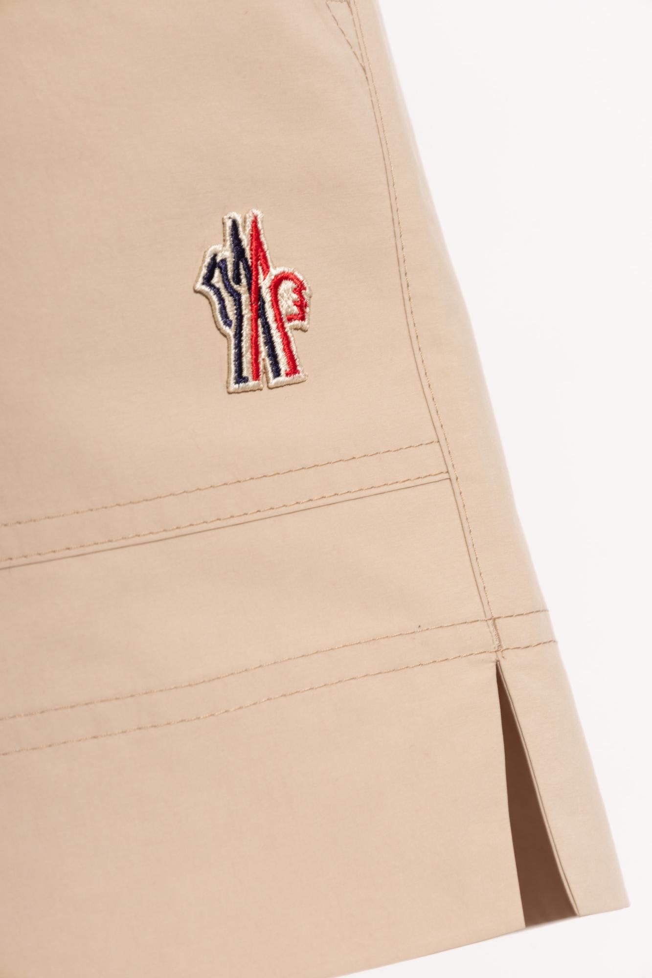 Moncler Grenoble Women Logo Nylon Shorts In Beige