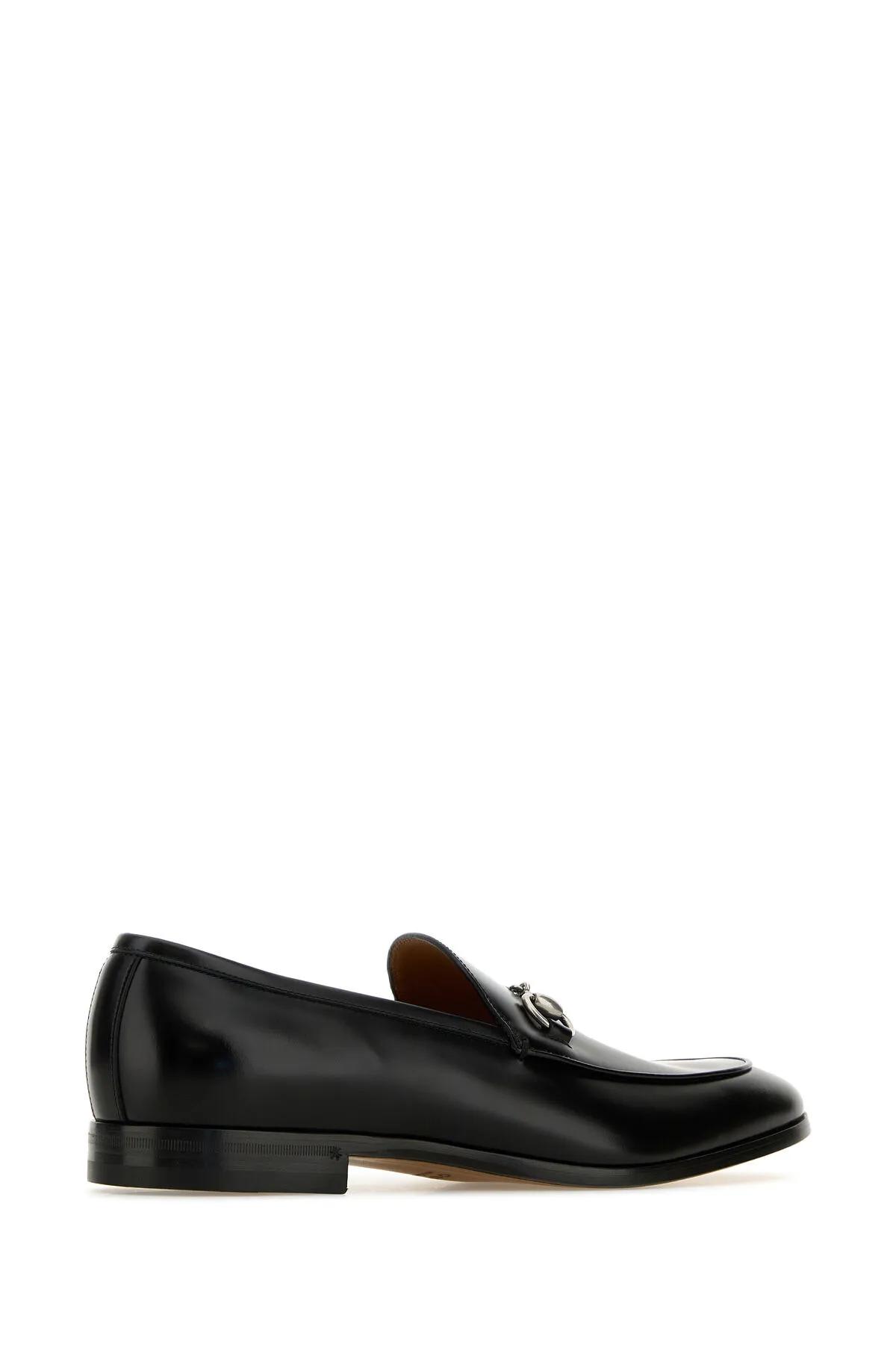 Shop Gucci Black Leather Loafers