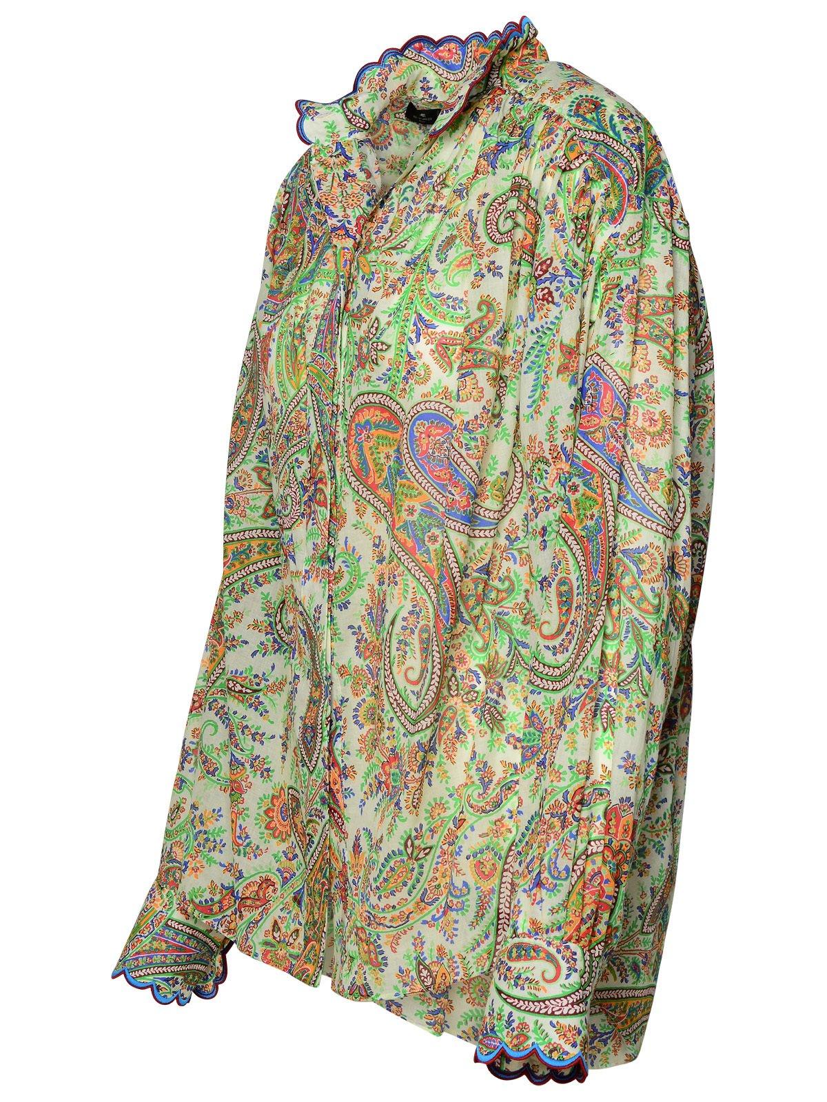 Shop Etro Paisley-print Curved Hem Blouse In Multicolore