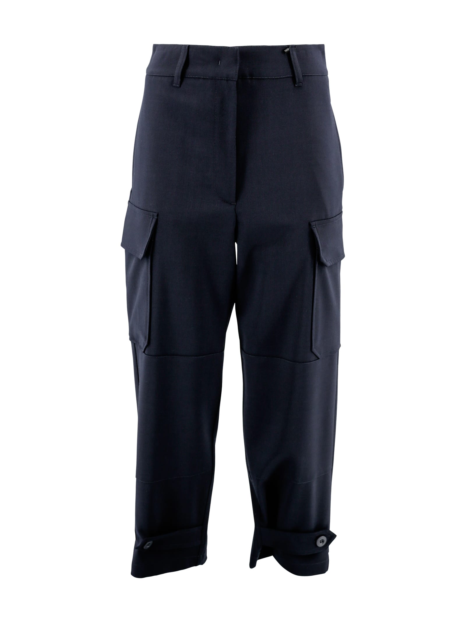 Shop Weekend Max Mara Technical Wool Pants In Blue