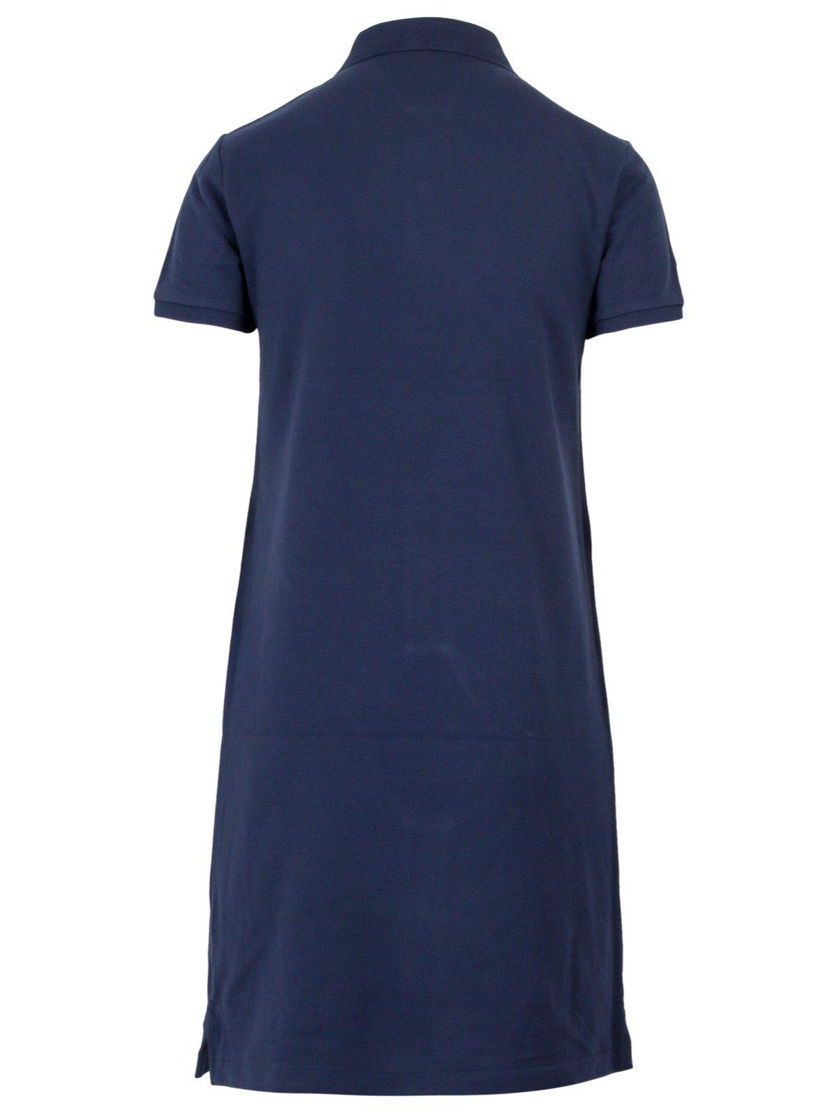 Shop Ralph Lauren Logo Embroidered Short Sleeved Polo Dress In Blue