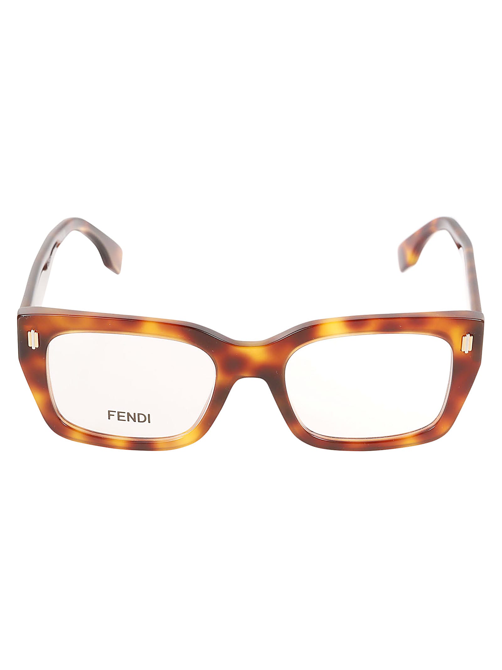 Fendi Square Frame Logo Sided Glasses In 053 - Havana