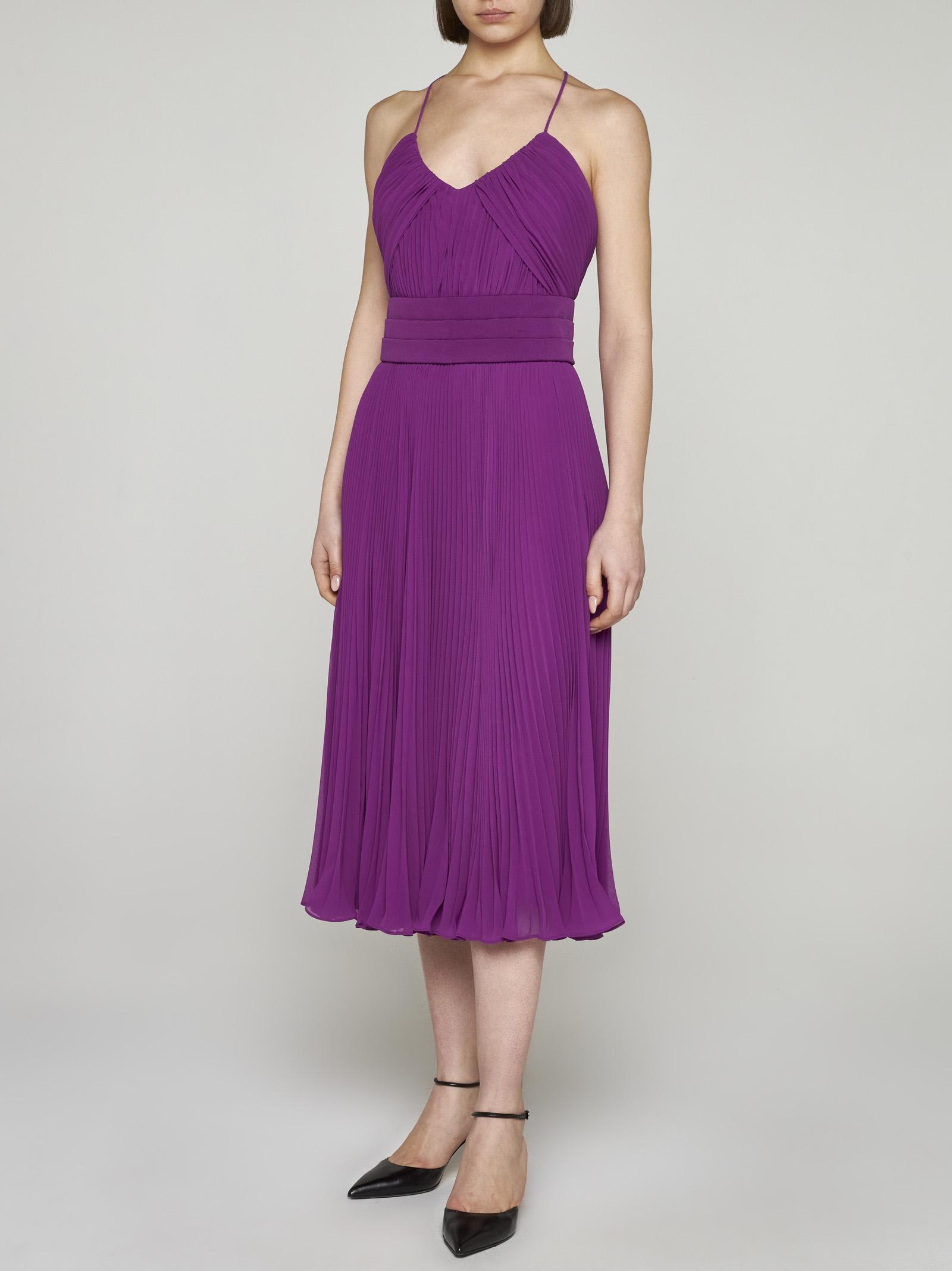 Max Mara Clarino Pleated Fabric Midi Dress In Viola